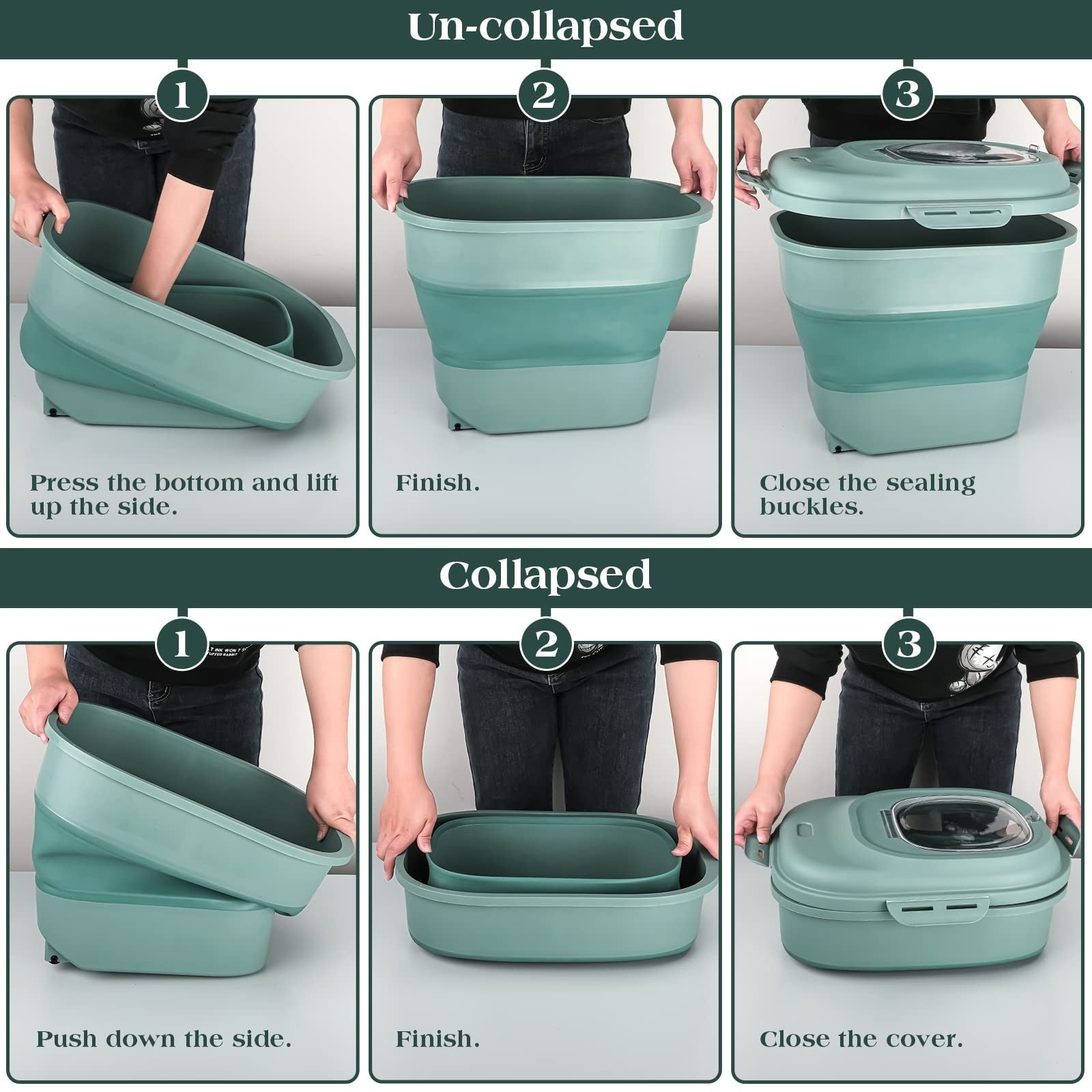 Airtight Dog Food Storage Container, Collapsible 13 30lb with Wheels & Scoop4