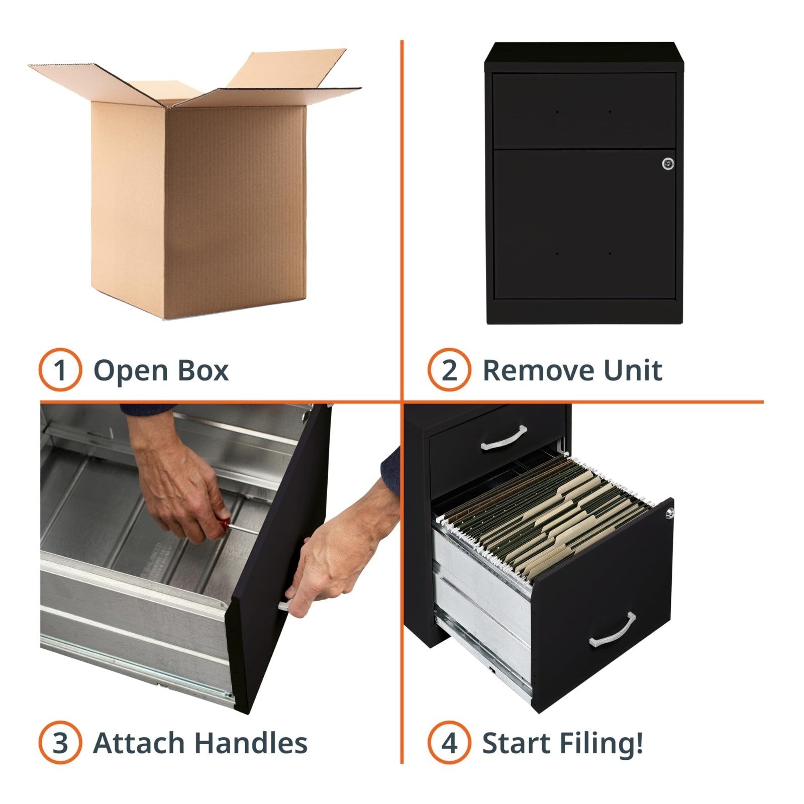 2 Drawer Locking Filing Cabinet   Pre Assembled Steel, Space Saving Design for H10