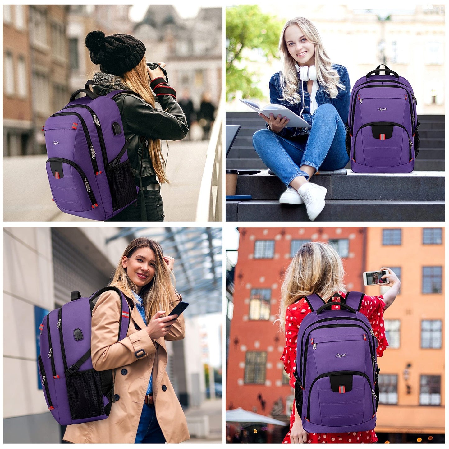 Extra Large 17.3" Travel Laptop Backpack, USB Charging, Water Resistant, School6