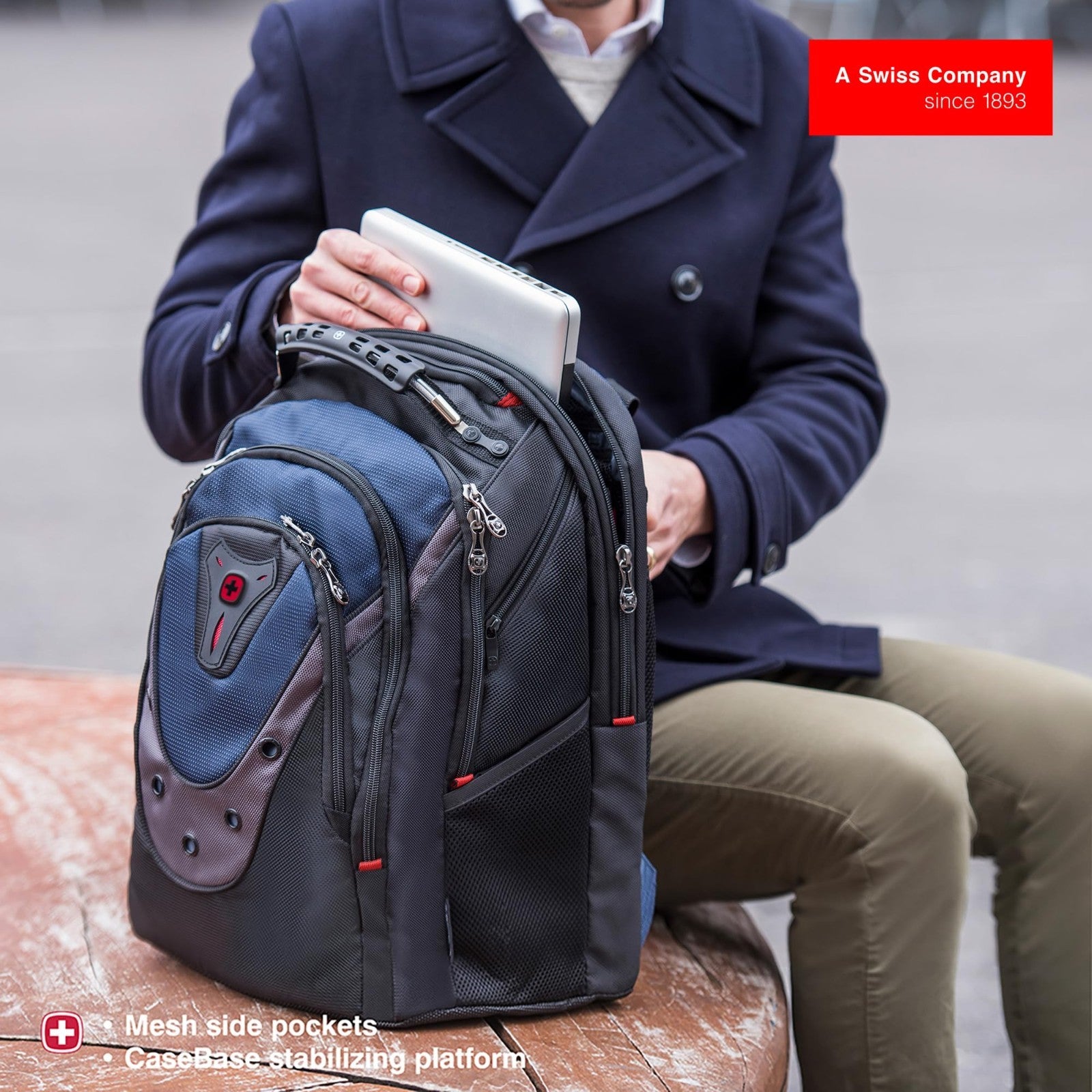 17" Laptop Backpack for Men & Women, Stylish Black/Gray/Blue Bag, Durable & Spac1