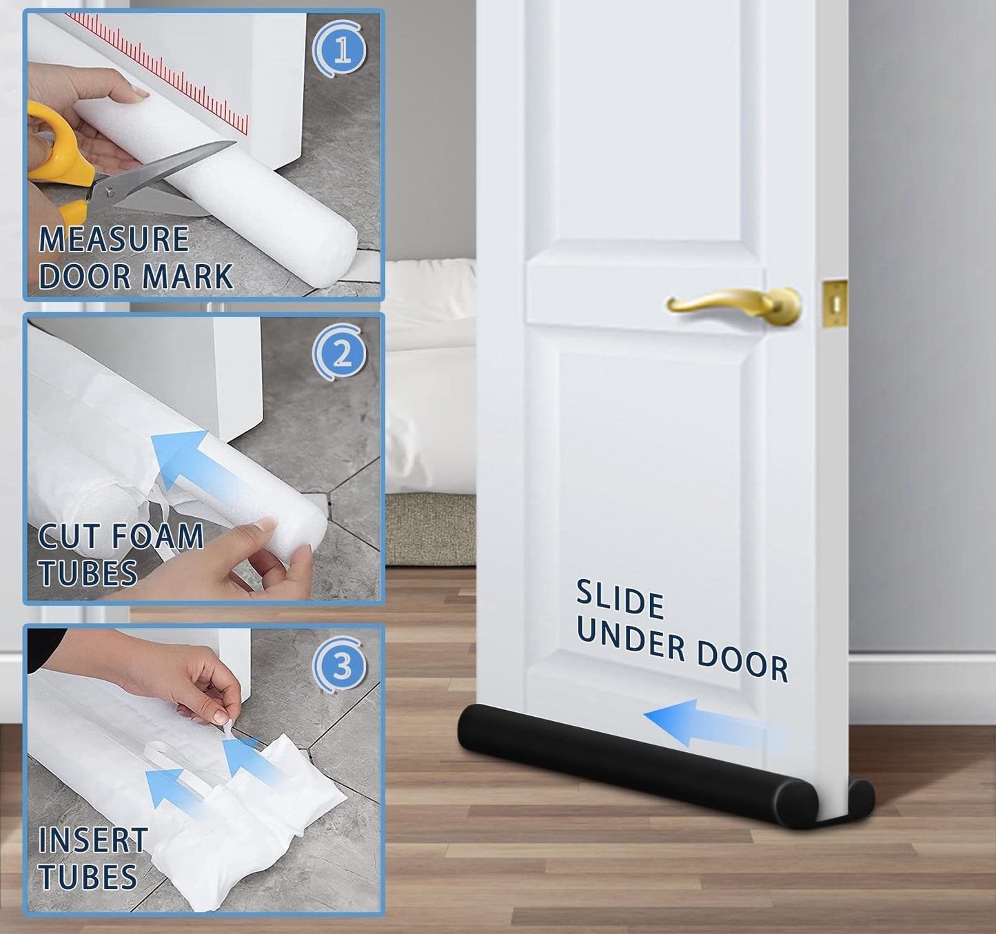 Large Twin Door Draft Blocker Seal 38"   Under Door Gap Filler, Noise Stopper6