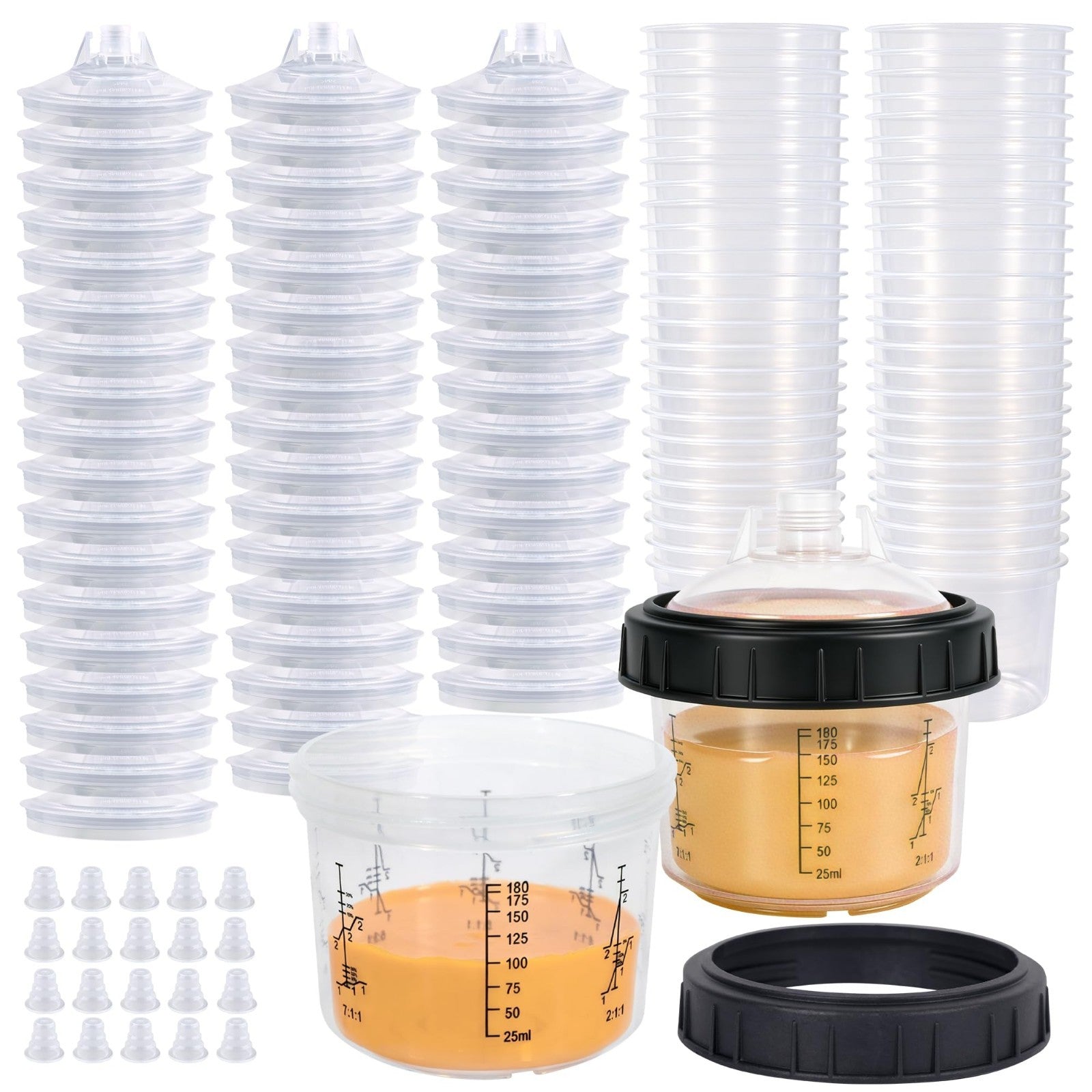 HVLP Paint Sprayer Mixing Cups - 50 Disposable 6.7oz (200ML) Kits for Auto & Fur1
