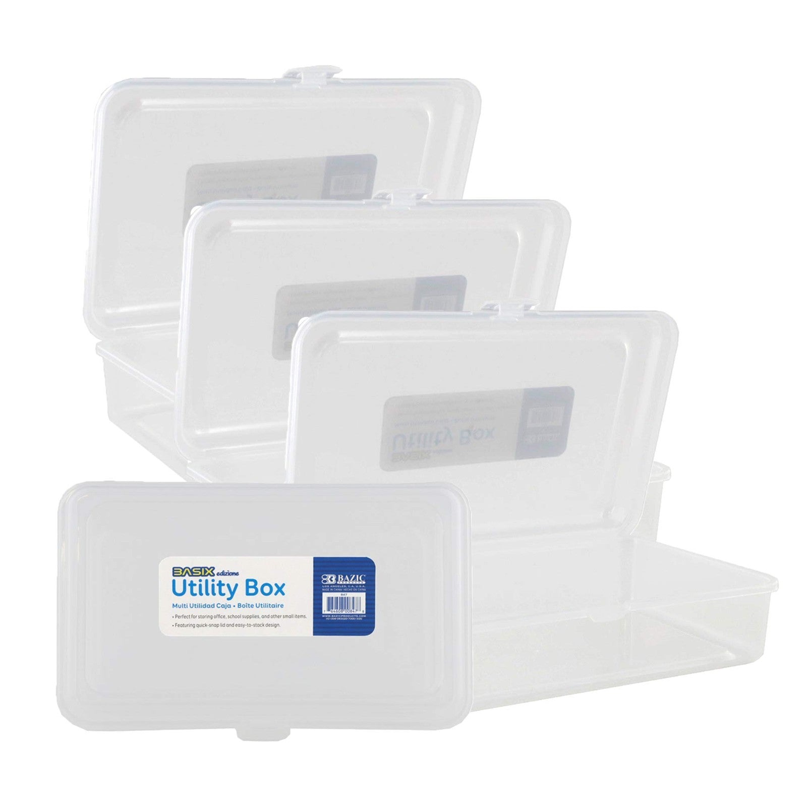Clear Multipurpose Pencil Box   Stackable Storage Case, 24 Pack for School & Off1