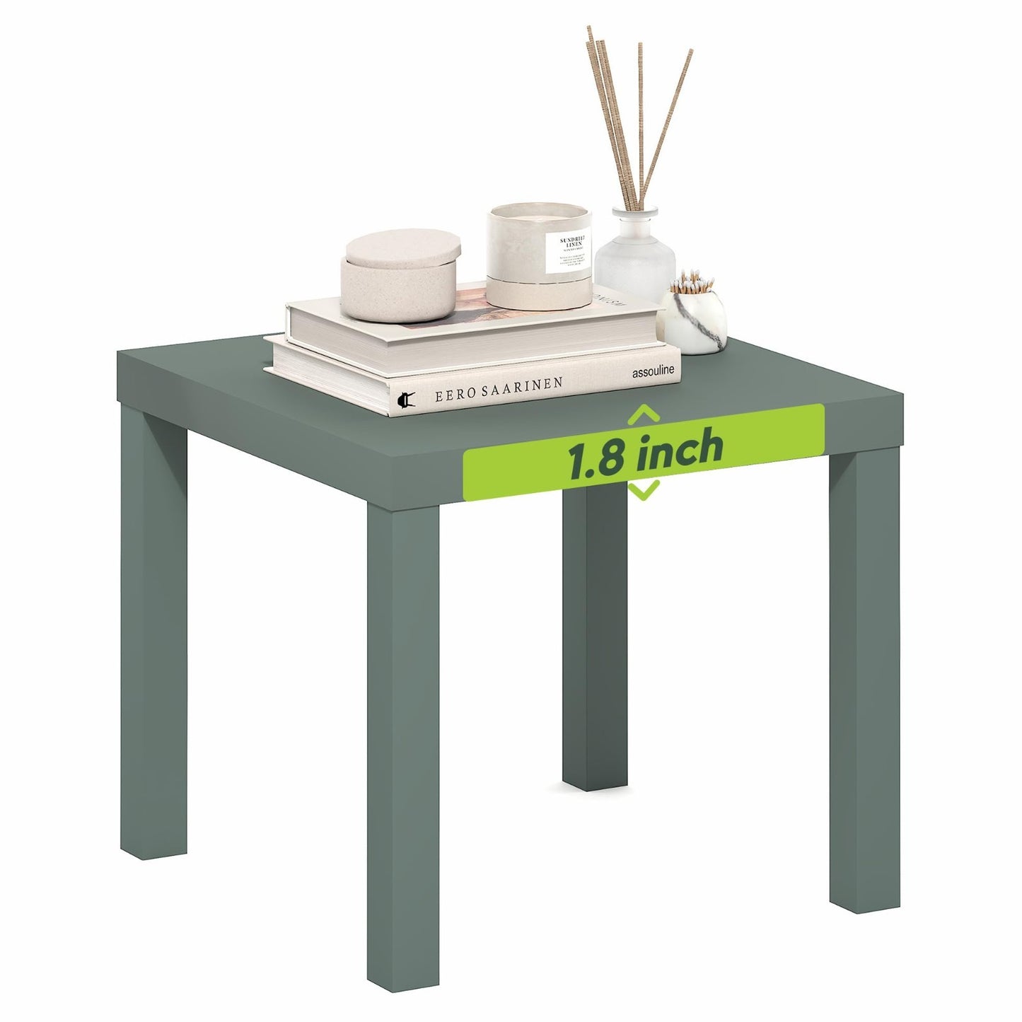Modern Square Side Table - 1.8" Thick Top, Simple Nightstand, Toolless Assembly,1