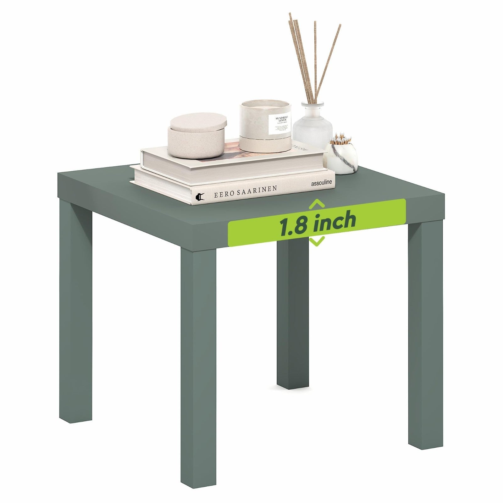 Modern Square Side Table - 1.8" Thick Top, Simple Nightstand, Toolless Assembly,1