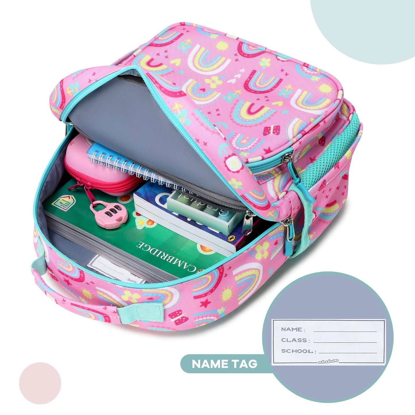 Cute Lightweight Kids Backpack for Girls   Rainbow Pink, Kindergarten & Elementa3
