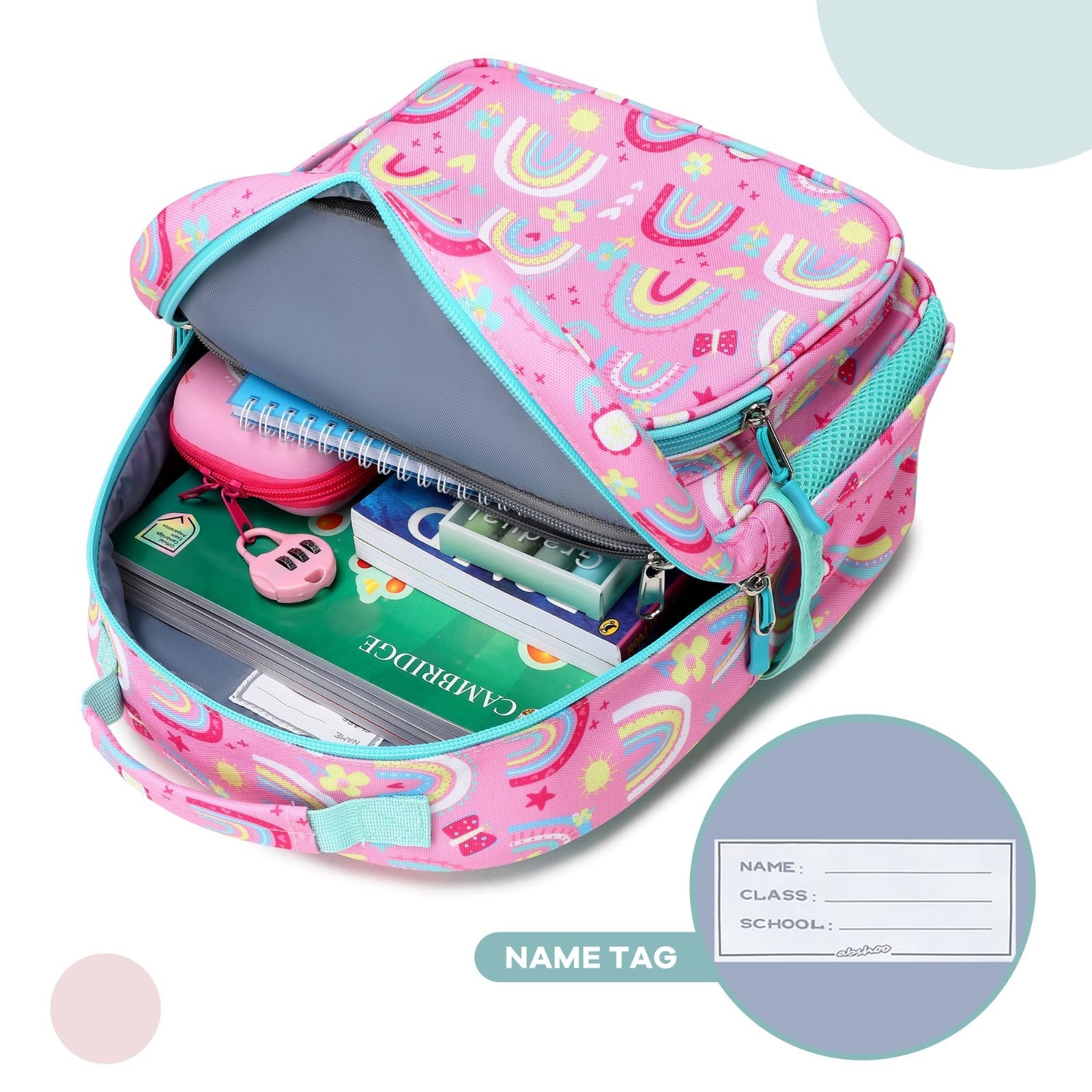 Cute Lightweight Kids Backpack for Girls   Rainbow Pink, Kindergarten & Elementa3