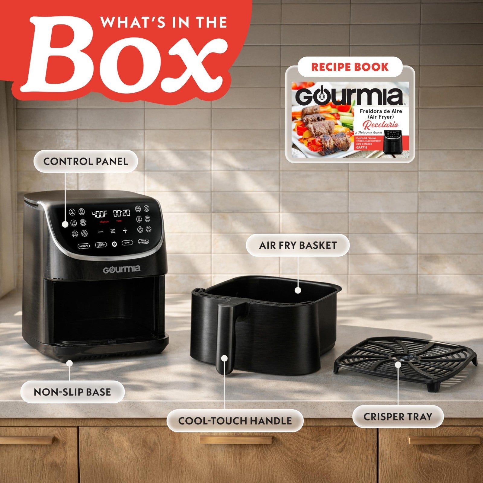 7 Qt Air Fryer with LED Display, 12 Presets, FryForce 360°, Nonstick Basket, Bla7