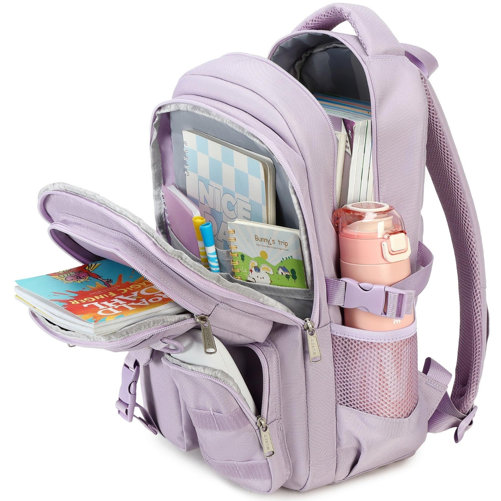 Large Heavy Duty Backpack for School, College, Travel   Multi Pocket Bookbag4