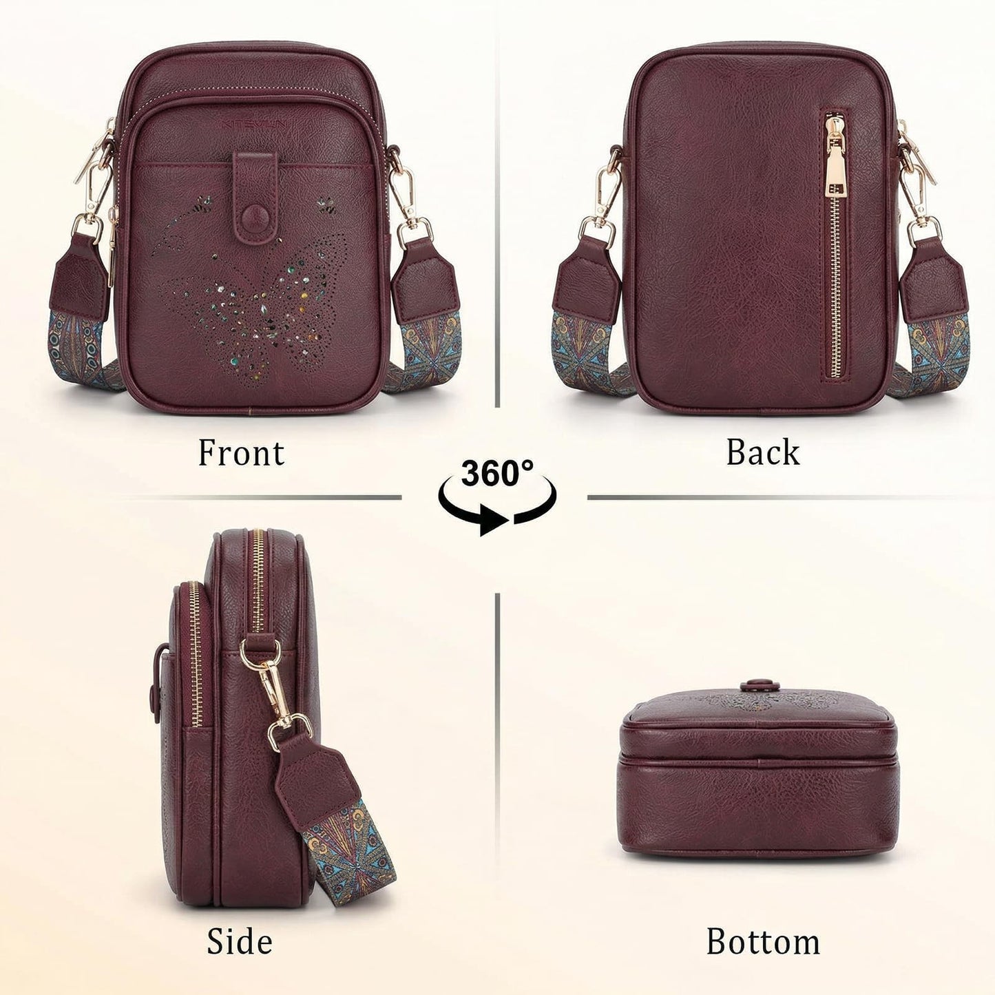 Stylish Leather Crossbody Bag for Women - Small Shoulder Purse with RFID Slots &6