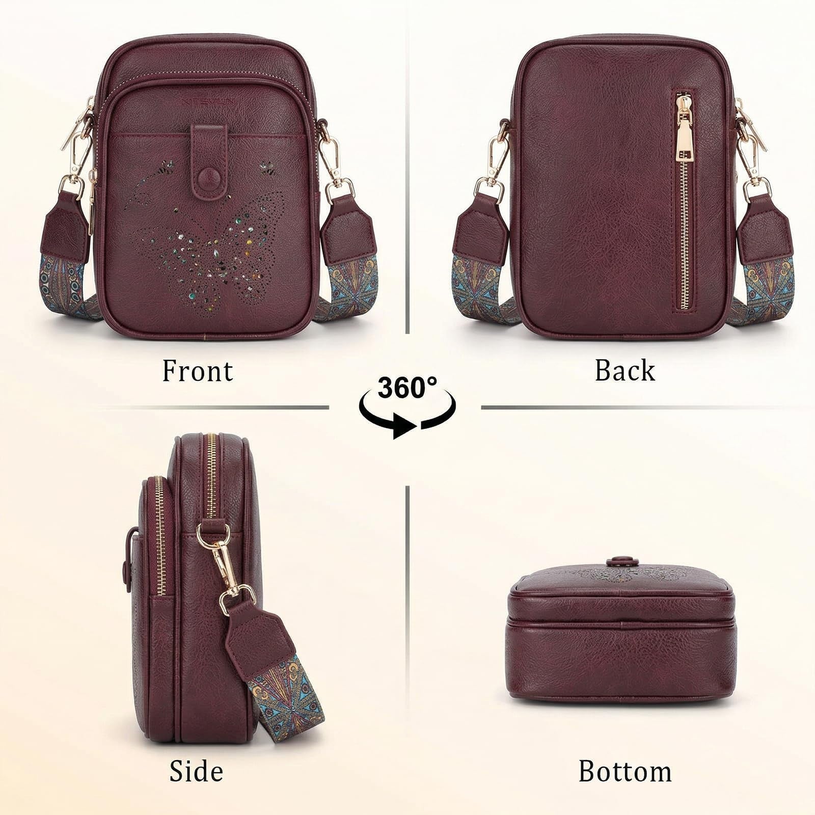 Stylish Leather Crossbody Bag for Women - Small Shoulder Purse with RFID Slots &6