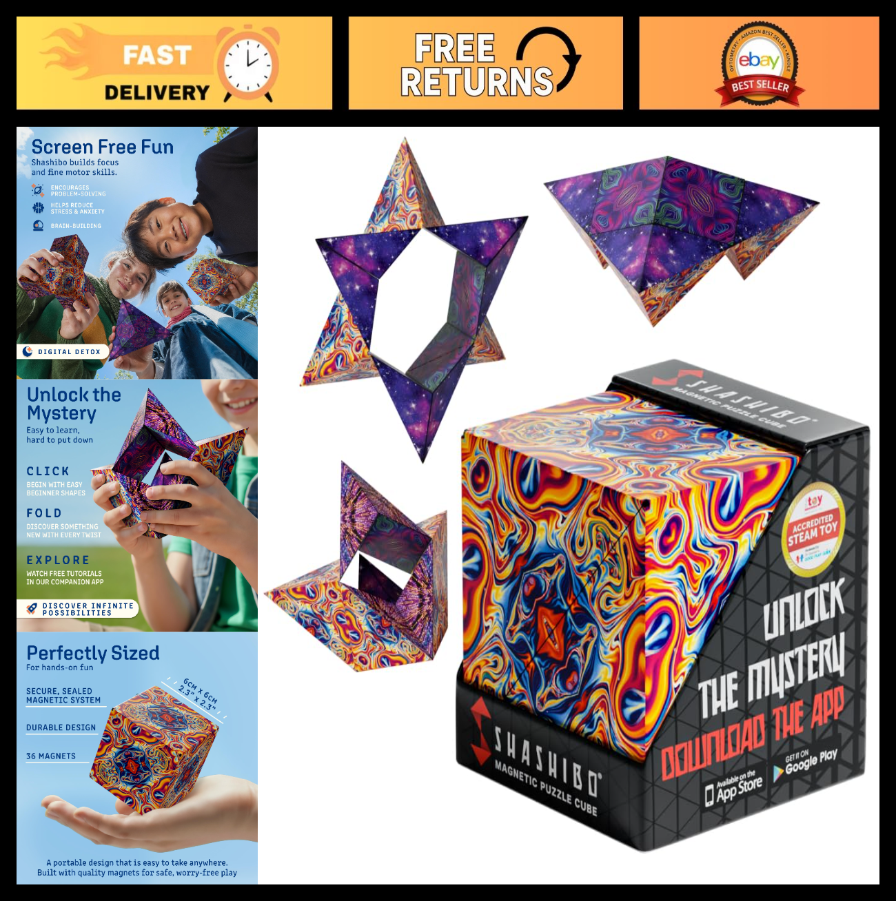 Magnetic Puzzle Cube   Sensory Fidget Toy for Stress Relief, 100+ Shapes, Fun fo0
