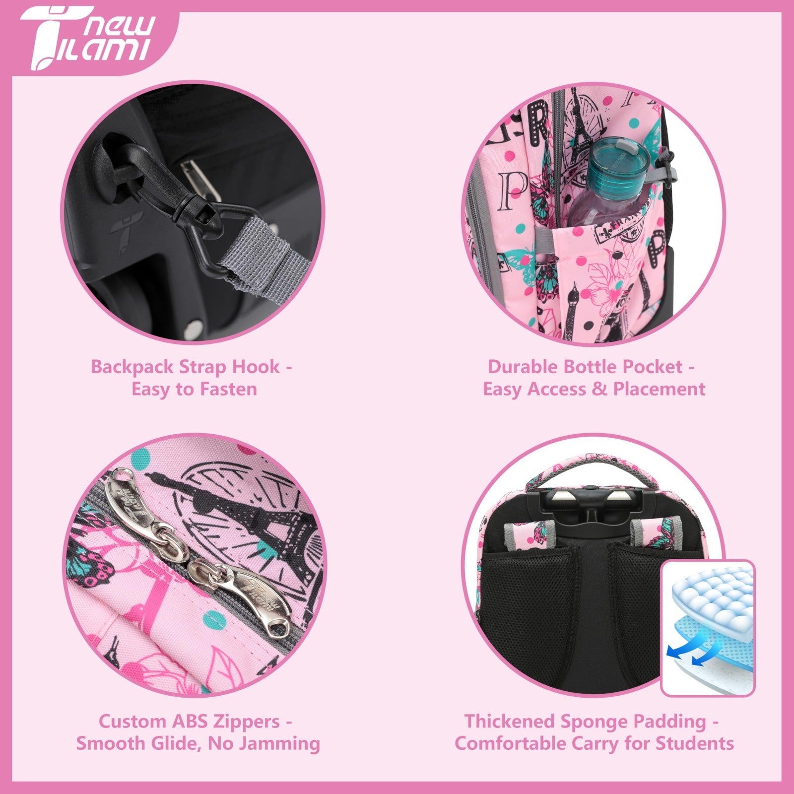 18 Inch Rolling Backpack with Lunch Bag for Kids   School Travel, Durable & Styl8