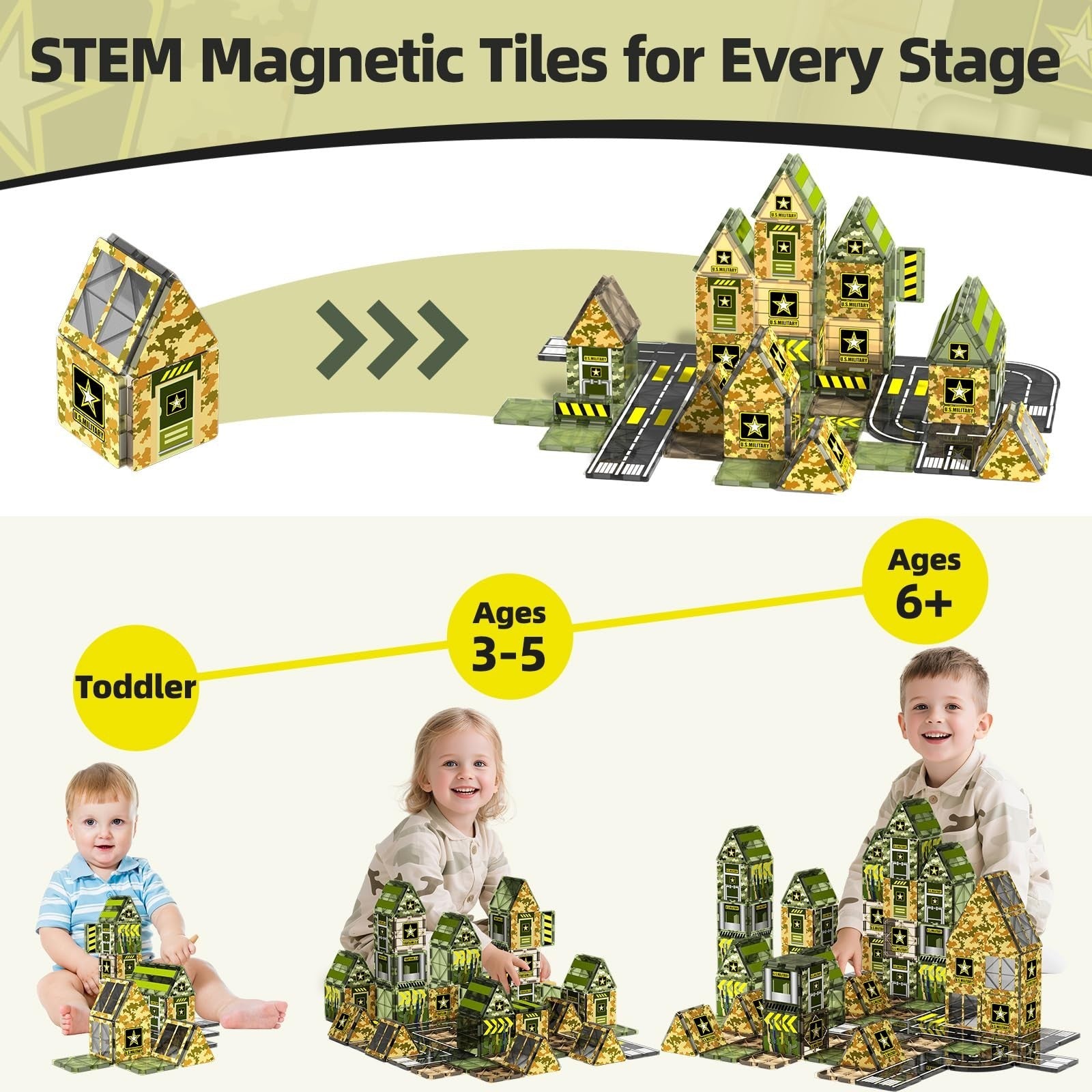 Magnetic Building Blocks Army Toys for Kids 3-8 | STEM Educational Gifts 3+3