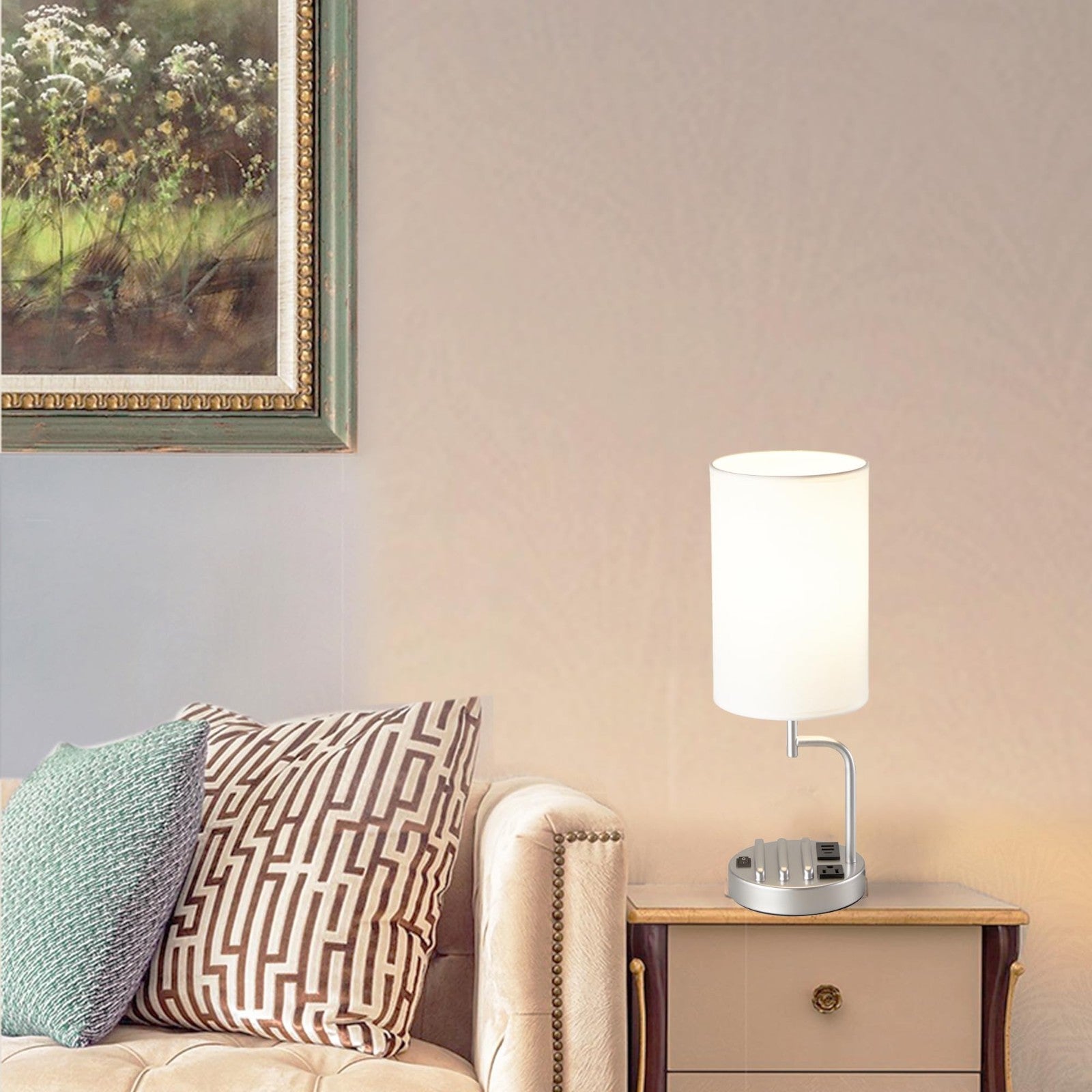 Modern Table Lamp with 3 USB Ports & AC Outlet, Desk Lamp for Bedroom & Office  6