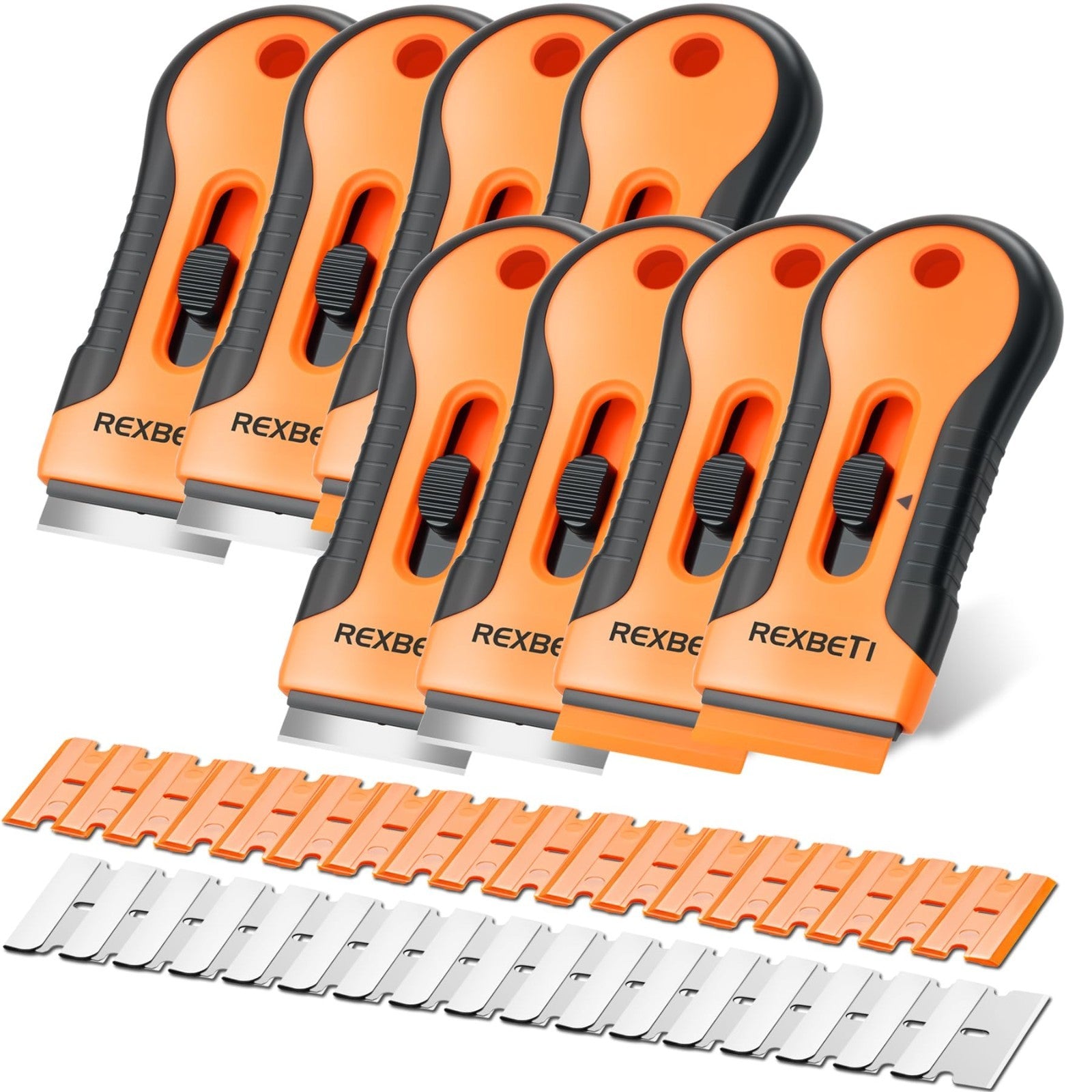 8 Pack Razor Blade Scraper Set with 240 Blades   Metal & Plastic, Cleaning Tool,1