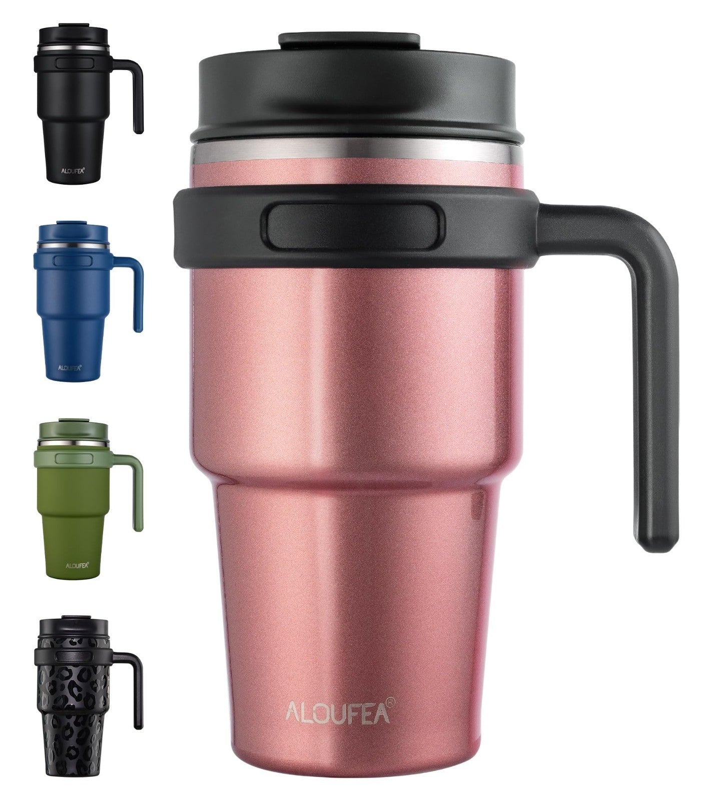 Insulated 20 oz Coffee Mug Tumbler with Handle, Stainless Steel Travel Cup, Leak1