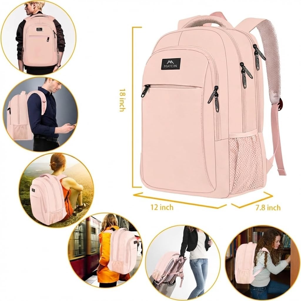 Cute Pink 15.6 Inch Laptop Backpack, Stylish Travel Bag for Women, School & Work4