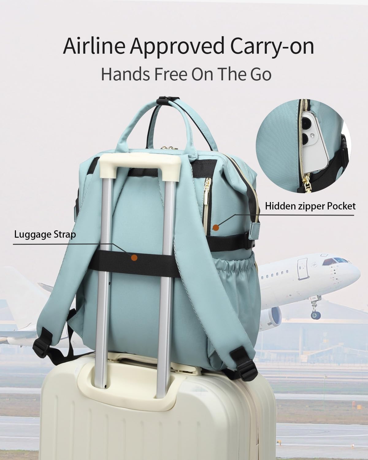 Stylish Laptop Backpack for Women, College Bookbag with USB Charger & Cup Holder4