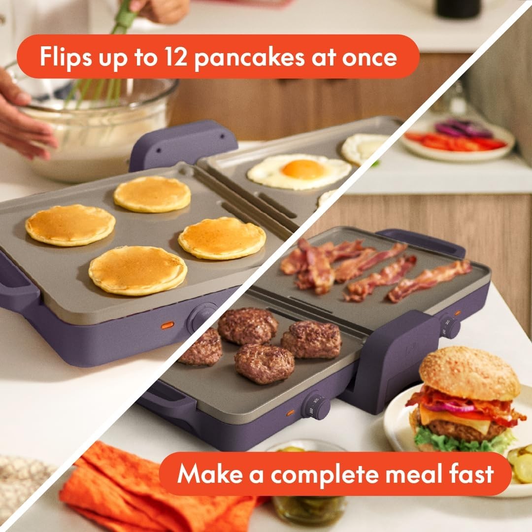 10x20 Ceramic Nonstick Griddle - Dual Temp Cooking, Fits Anywhere, 1500W5