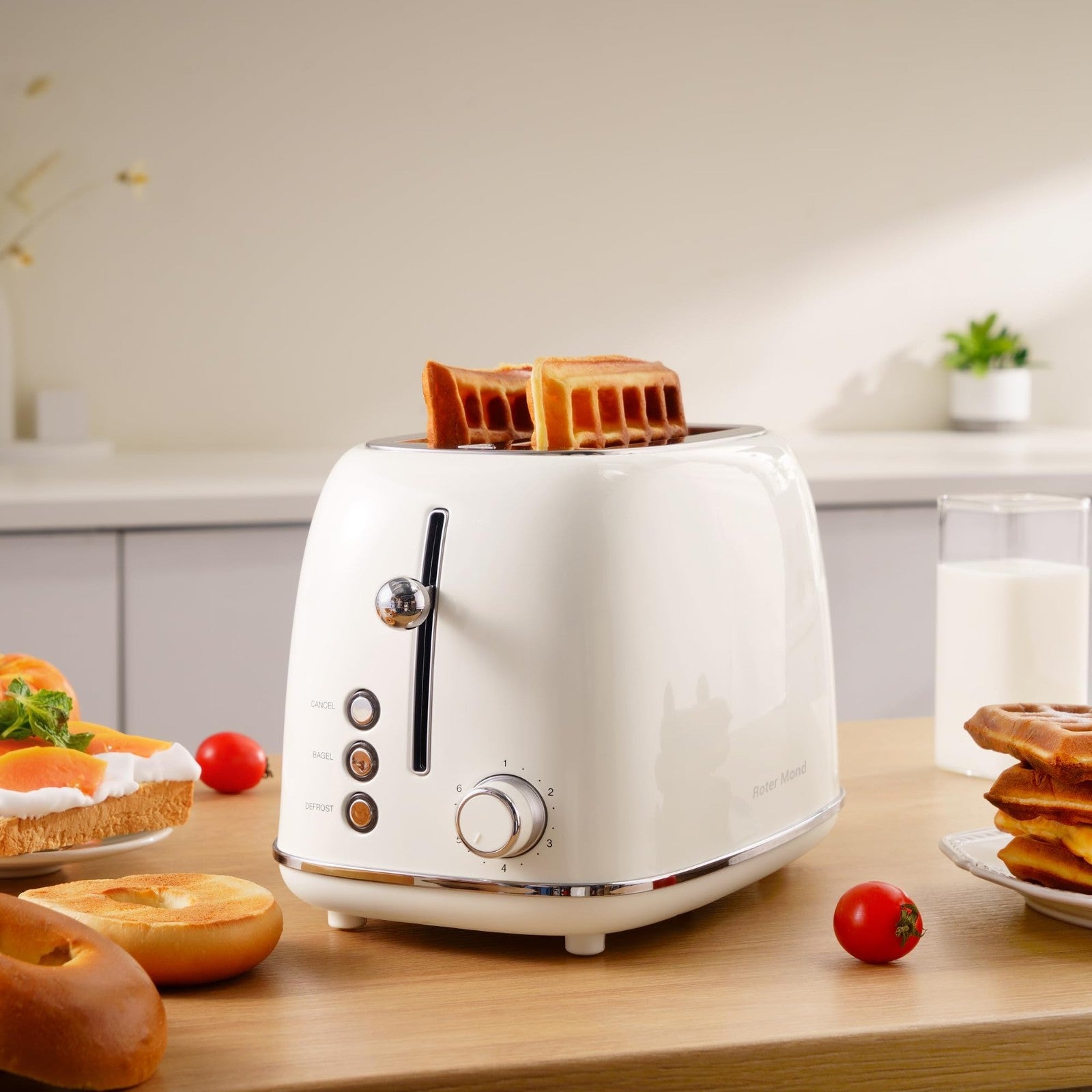 Retro Stainless Steel 2 Slice Toaster with Bagel, Defrost, 6 Shade Settings, Cre7