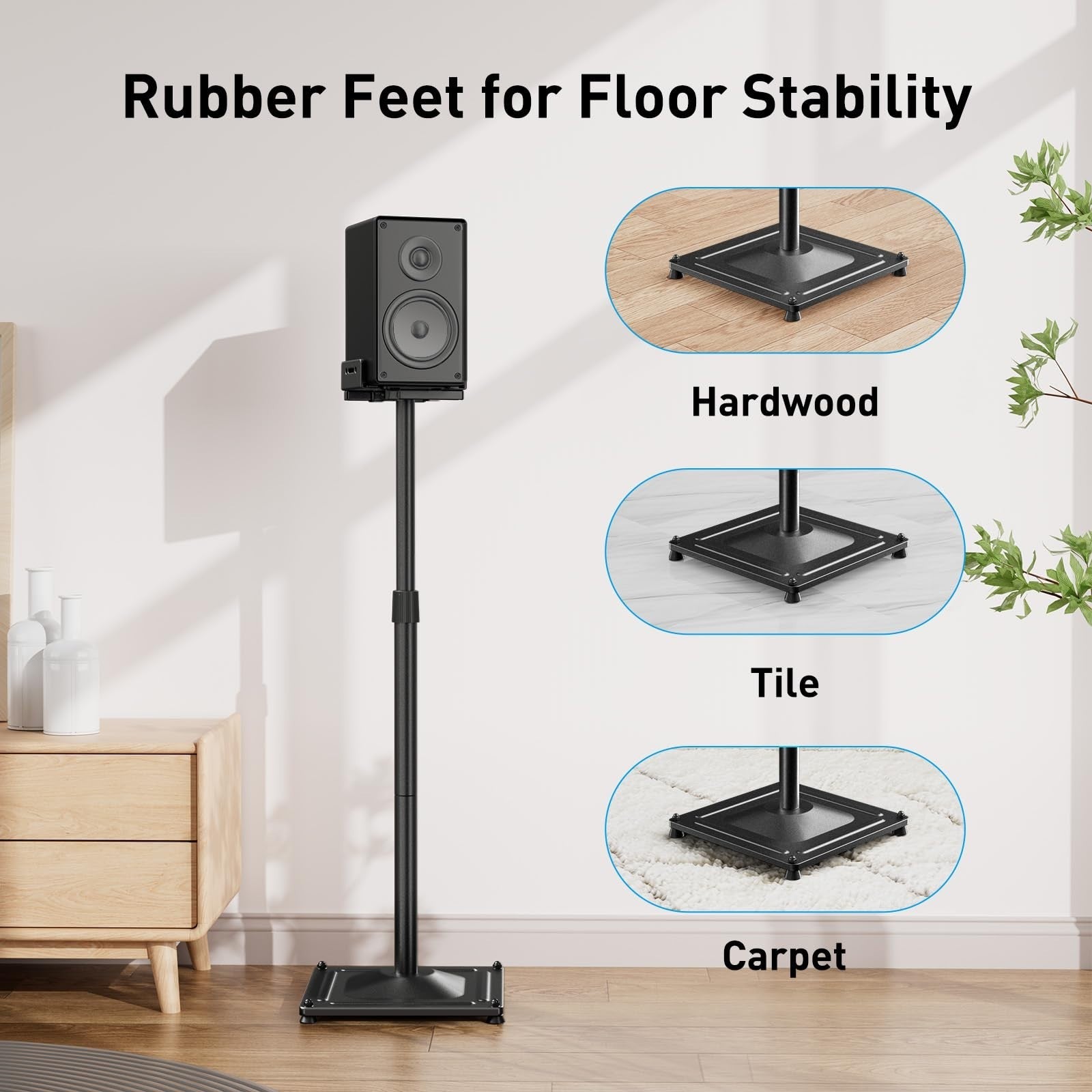 Universal Adjustable Speaker Stands for Surround Sound   33.3” to 45.1”, Floor M4