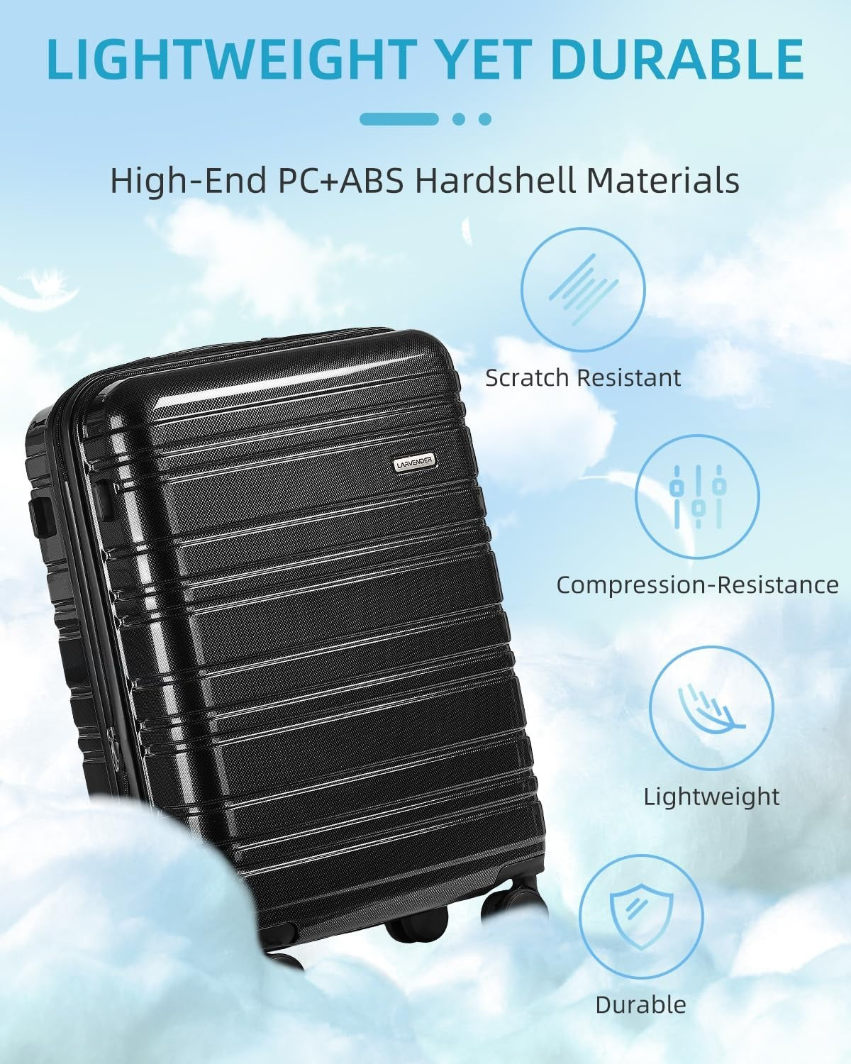 Expandable 6-Piece Luggage Set - Lightweight Hardshell Suitcases with TSA Lock,5