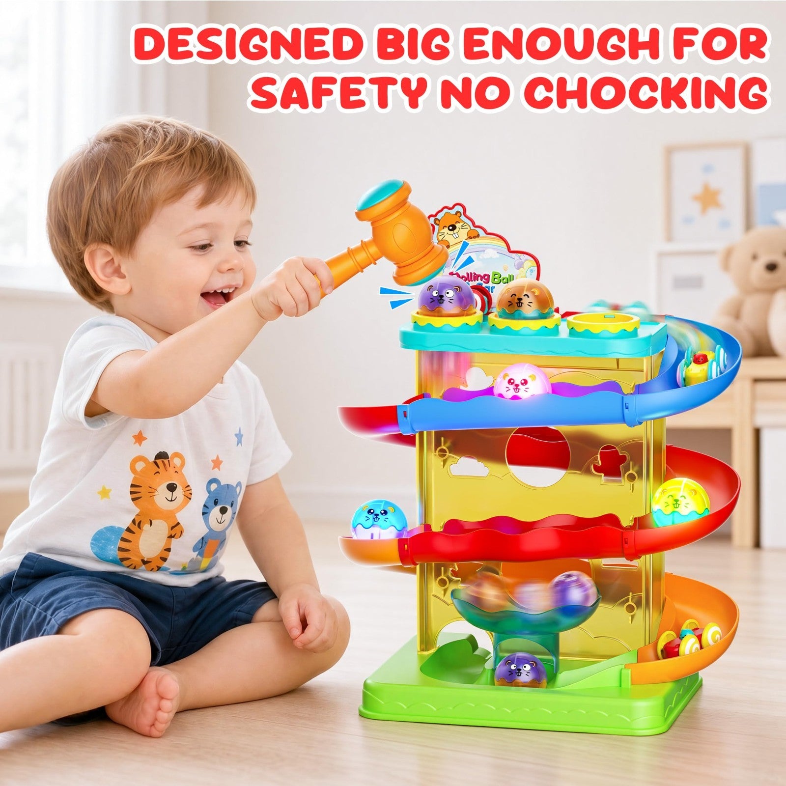 2 in 1 Ball Drop & Car Ramp Race Track Toy for Toddlers 1 5 | STEM Learning, Sen3