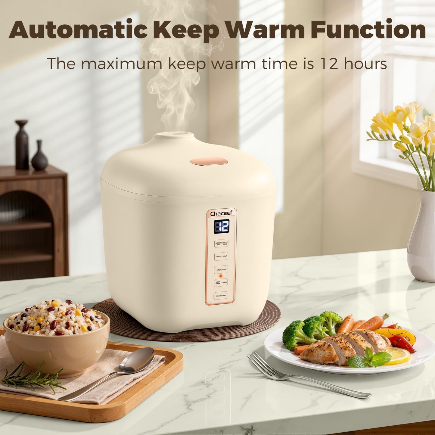 Compact 2-Cup Rice Cooker, Portable Non-Stick Travel Rice Maker, BPA-Free, Timer4
