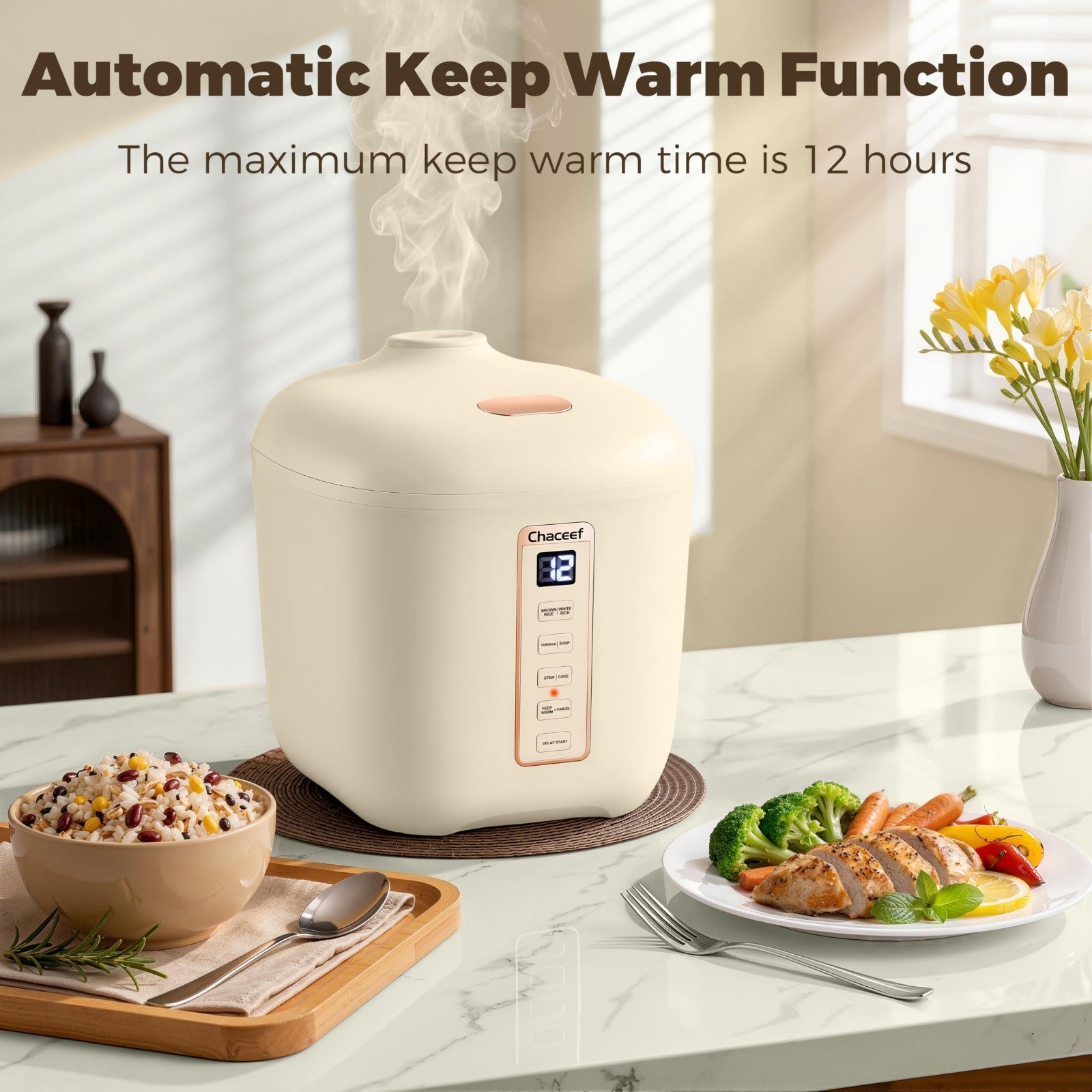 Compact 2-Cup Rice Cooker, Portable Non-Stick Travel Rice Maker, BPA-Free, Timer4