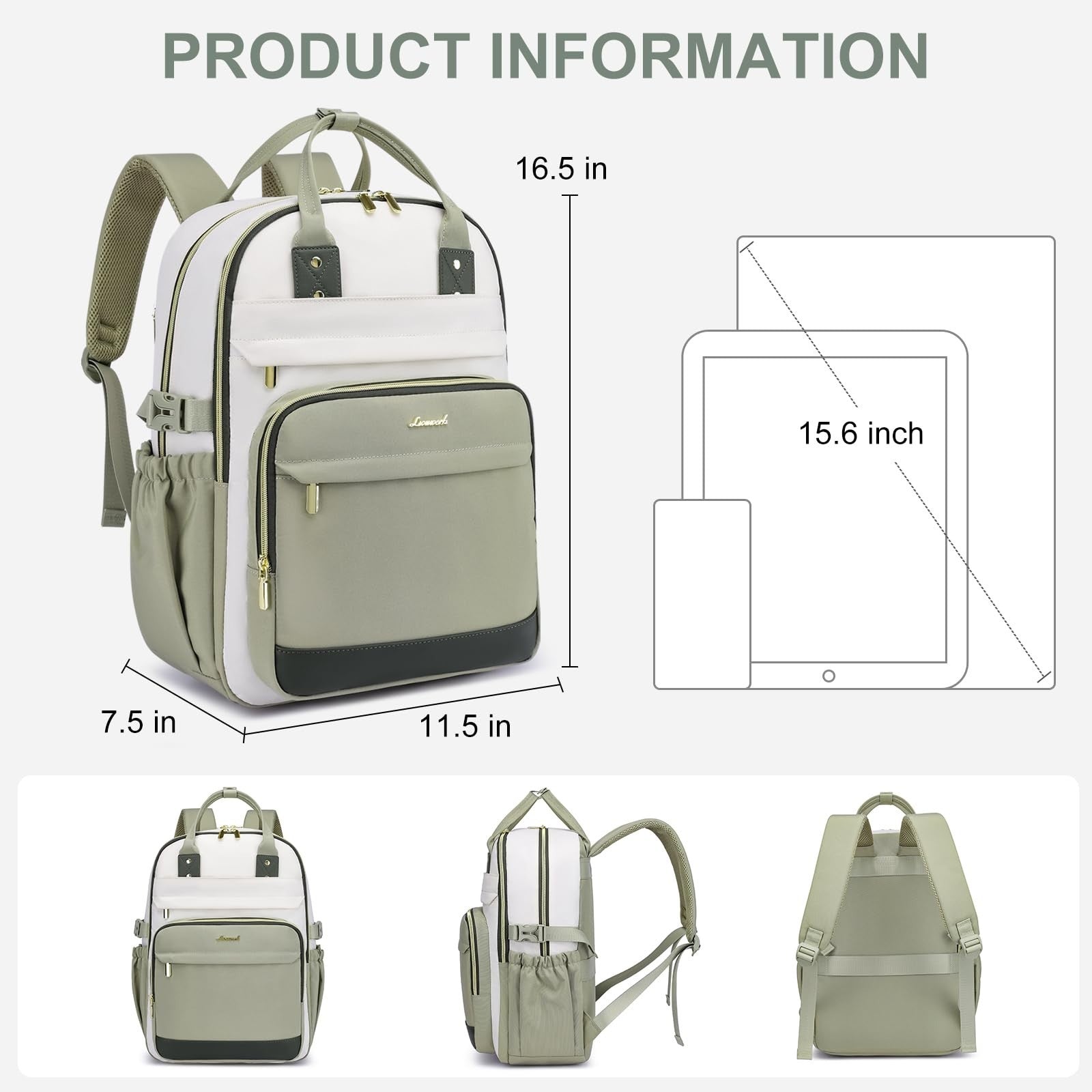 Stylish Women’s Laptop Backpack 15.6"   Waterproof, Anti Theft, Large Capacity,3