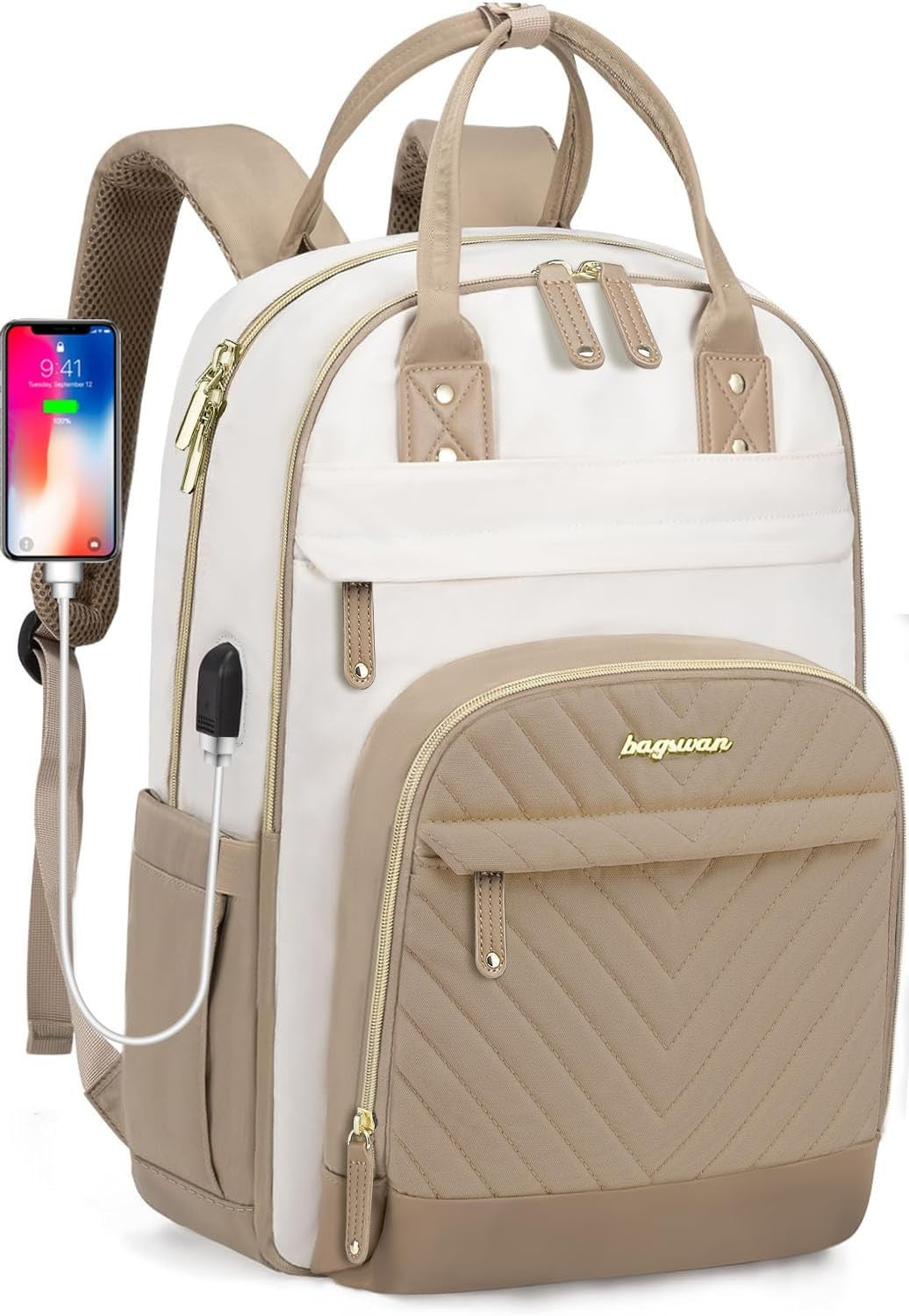 Waterproof Laptop Backpack for Women   17" Travel Bag with USB Charger, Anti The1