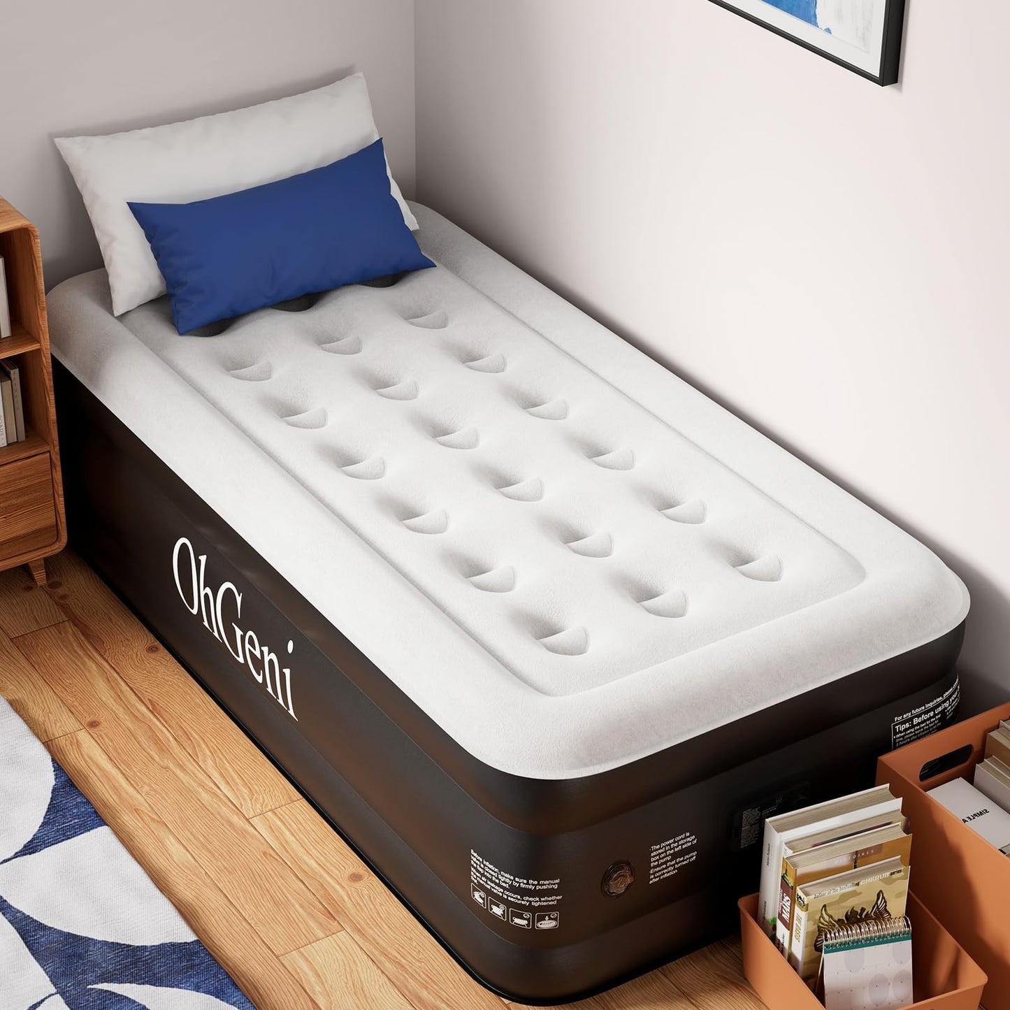 Twin Air Mattress with Built in Pump, 18" Raised Inflatable Bed, 500lb Capacity,1