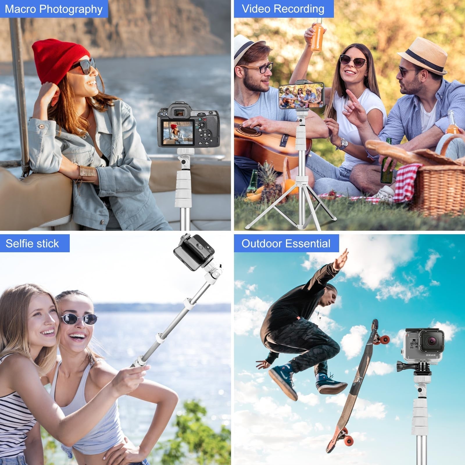 67" Adjustable Phone Tripod & Selfie Stick, Wireless Remote, Compatible with iPh2