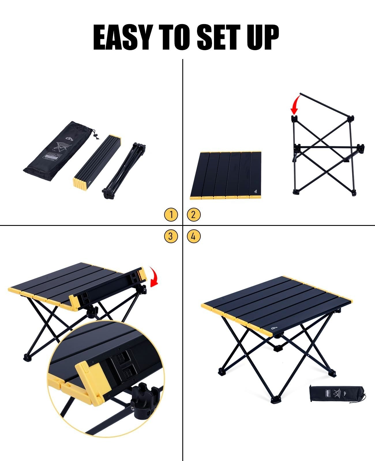 Ultralight Compact Folding Camping Table with Carry Bag - Portable Outdoor Furni4