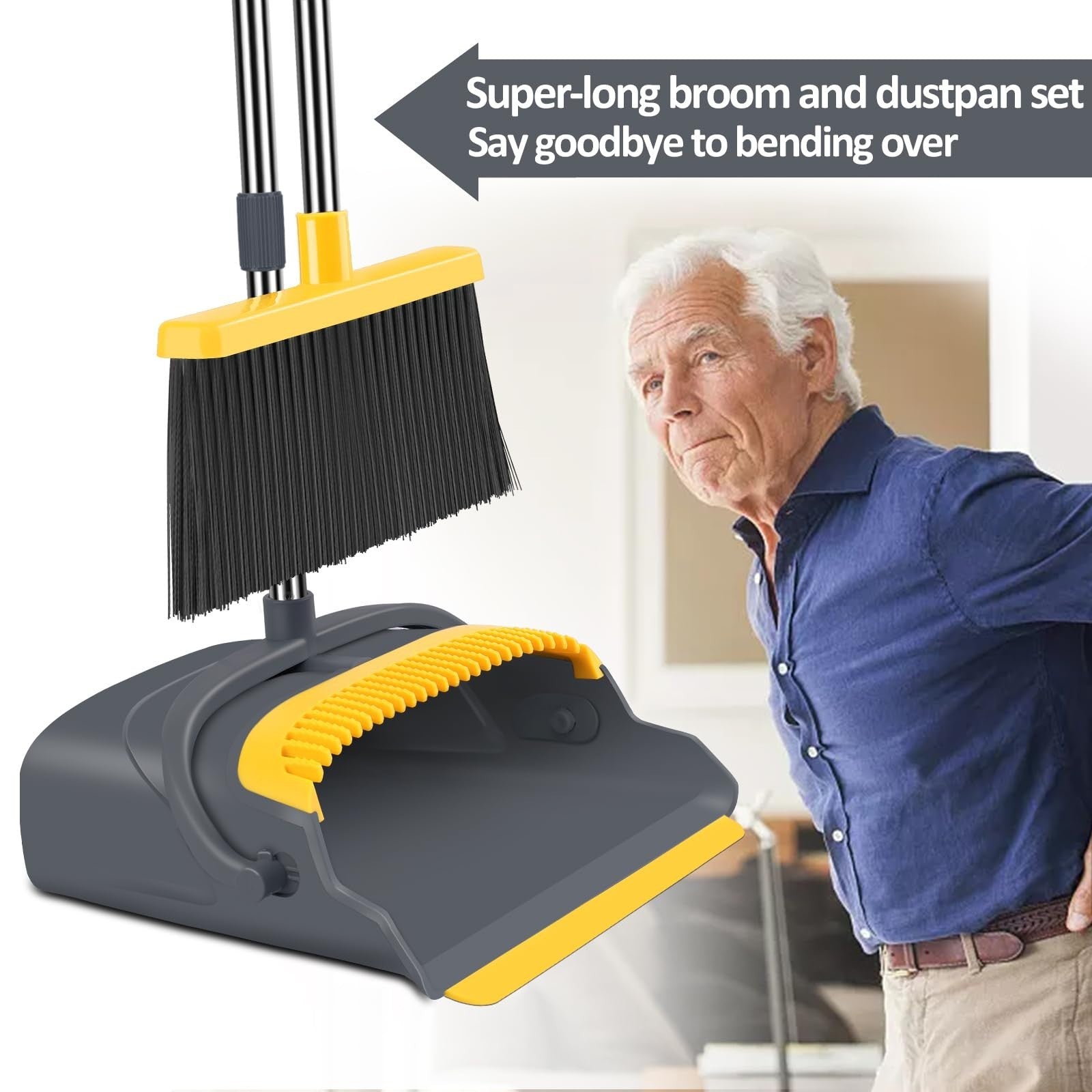Self-Cleaning Broom and Dustpan Set - Stand Up Combo for Indoor & Outdoor Use4