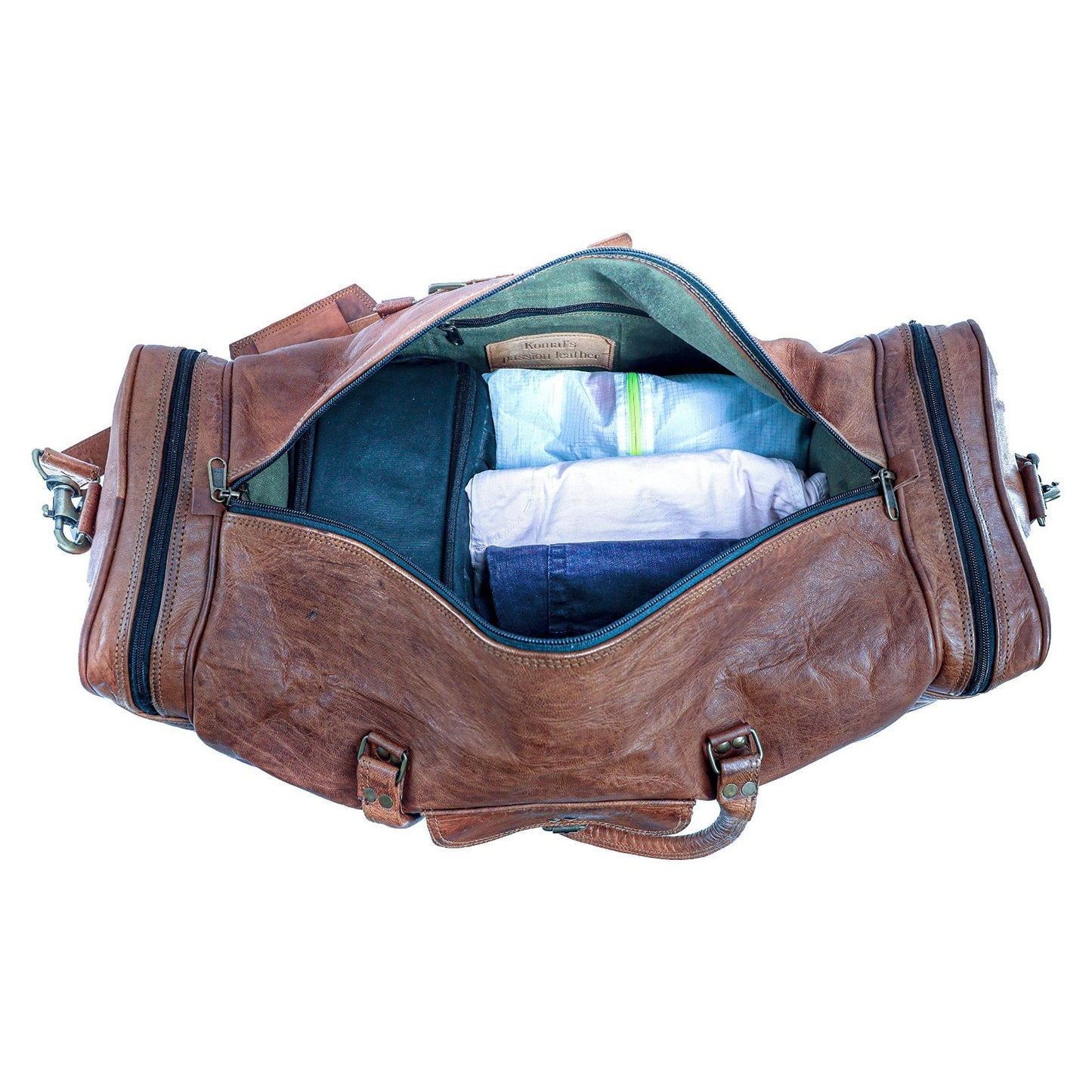 21 Inch Vintage Leather Duffle Bag - Travel, Gym, Sports, Overnight, Weekend Use2