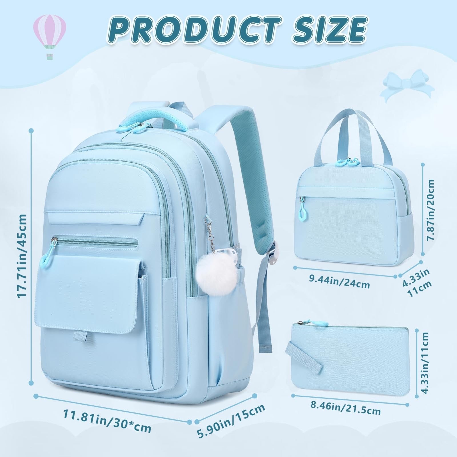 Stylish Girls Backpack Set with Lunch Box & Pencil Case   Perfect for School!2
