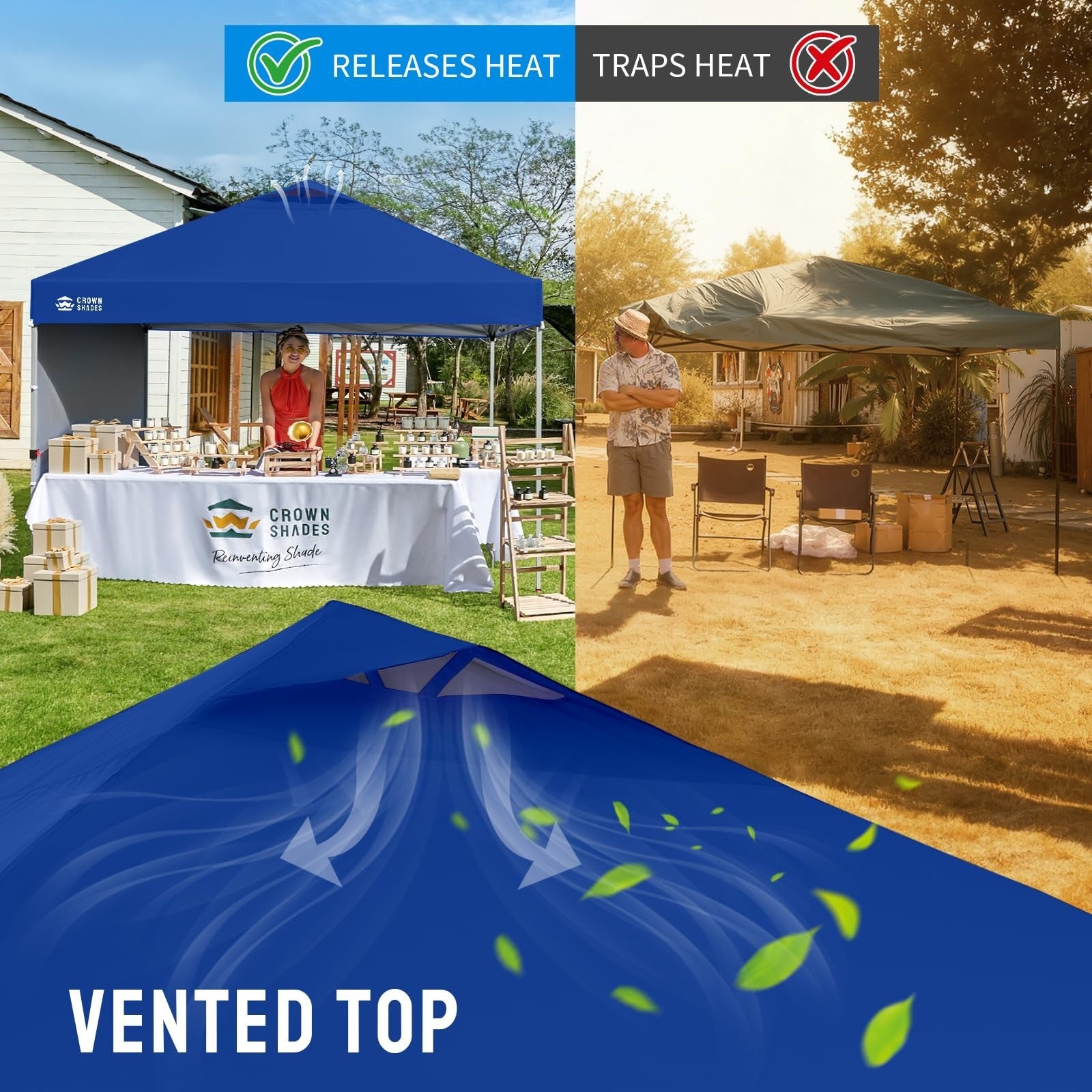 10x10 Pop Up Canopy with Side Wall, Beach Tent, Easy Setup Outdoor Shelter, Navy6