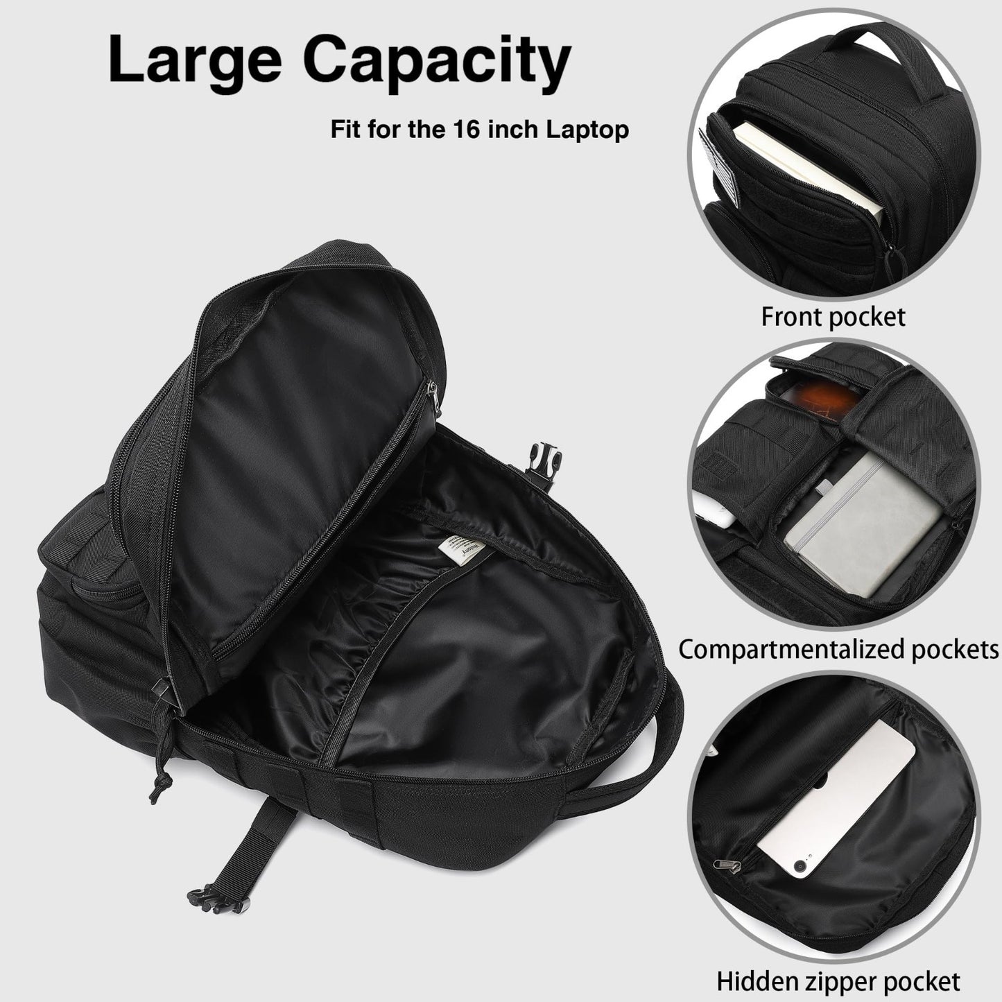 Waterproof Tactical Backpack 25L   Military Outdoor Rucksack with Multiple Pocke6