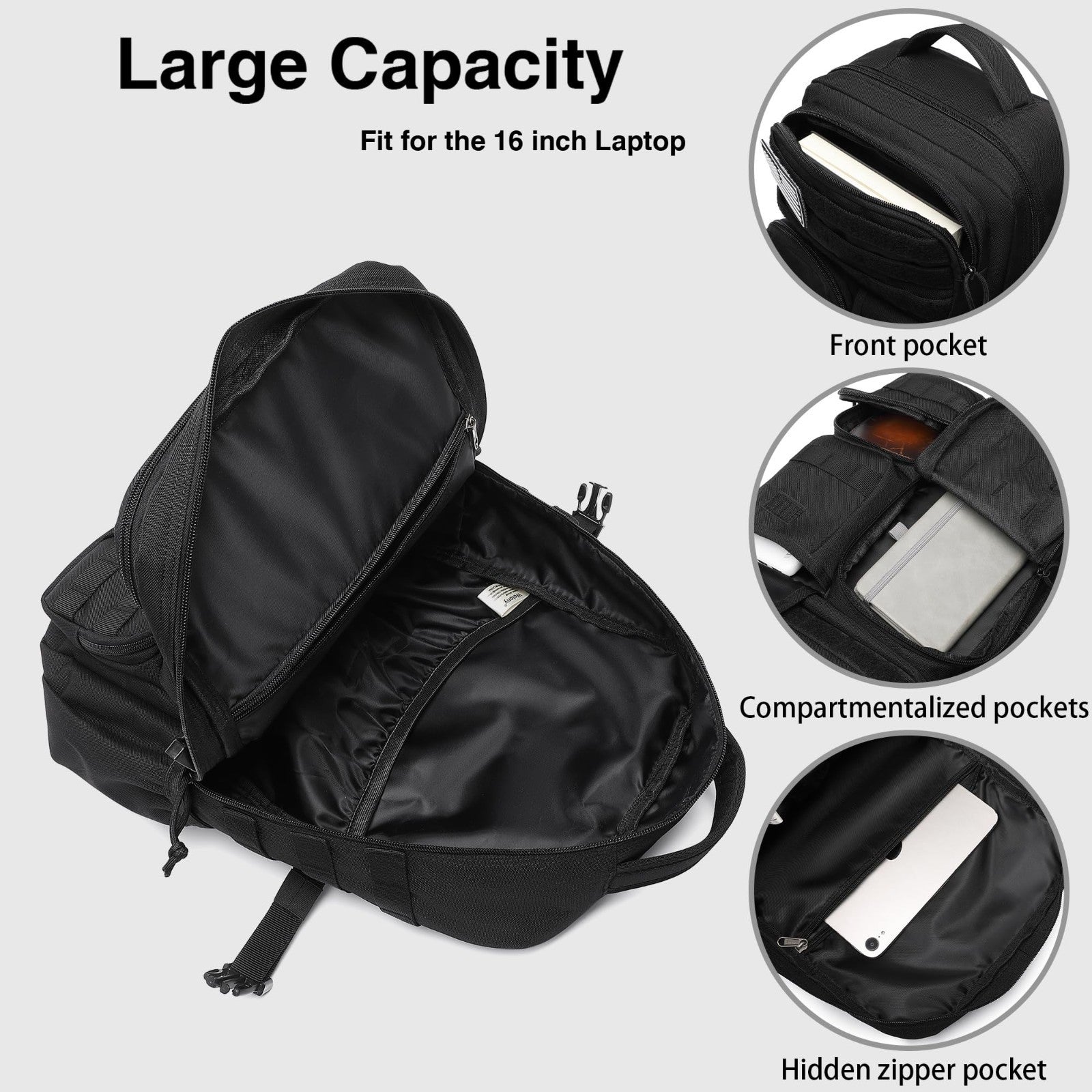 Waterproof Tactical Backpack 25L   Military Outdoor Rucksack with Multiple Pocke6