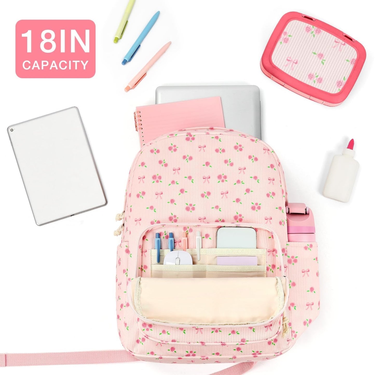 Trendy Corduroy Kids Backpack, Cute School Bag for Girls, Preppy Style Bookbag4