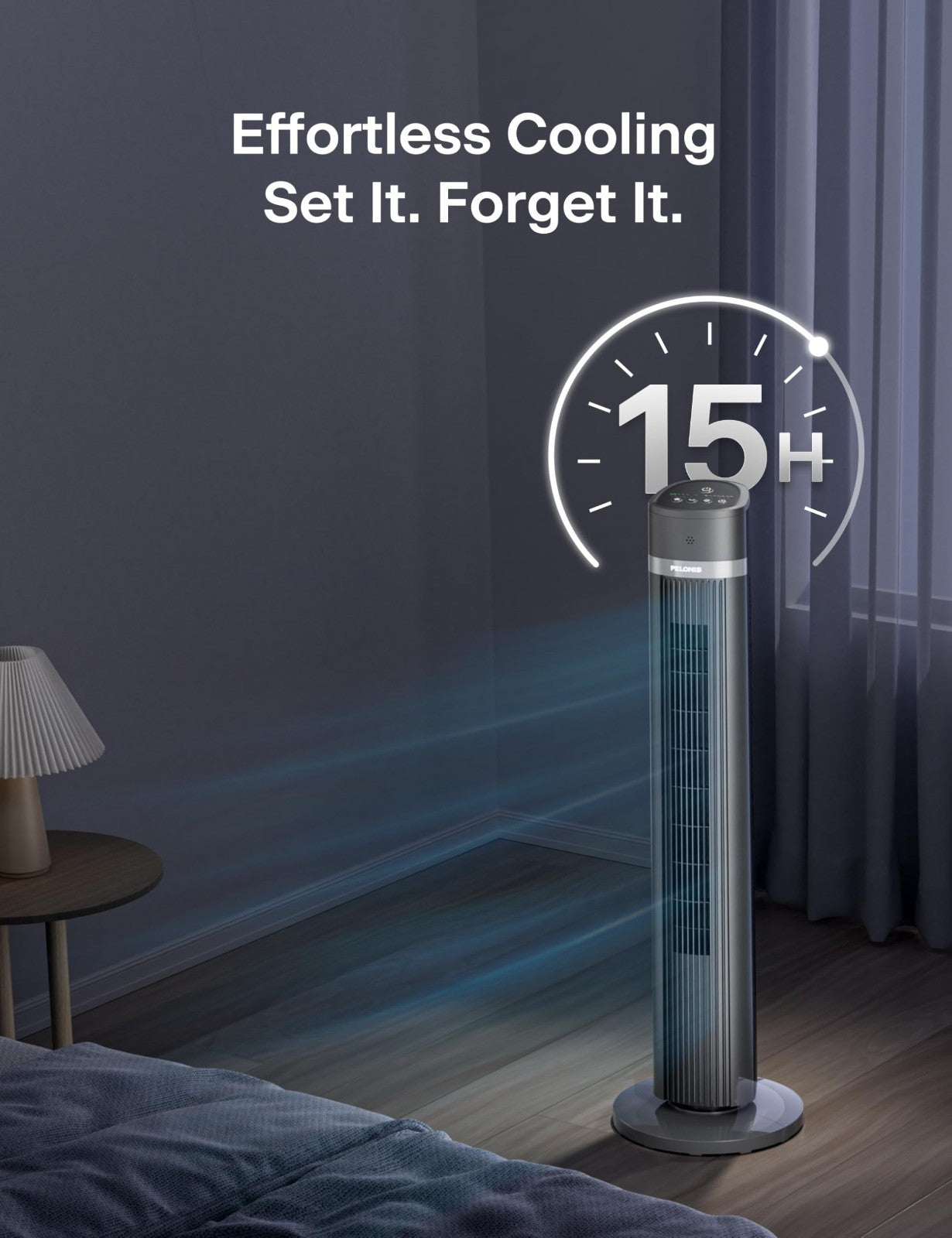 Bladeless Tower Fan 40" for Bedroom, Remote Control, 90° Oscillation, 3 Speeds,6