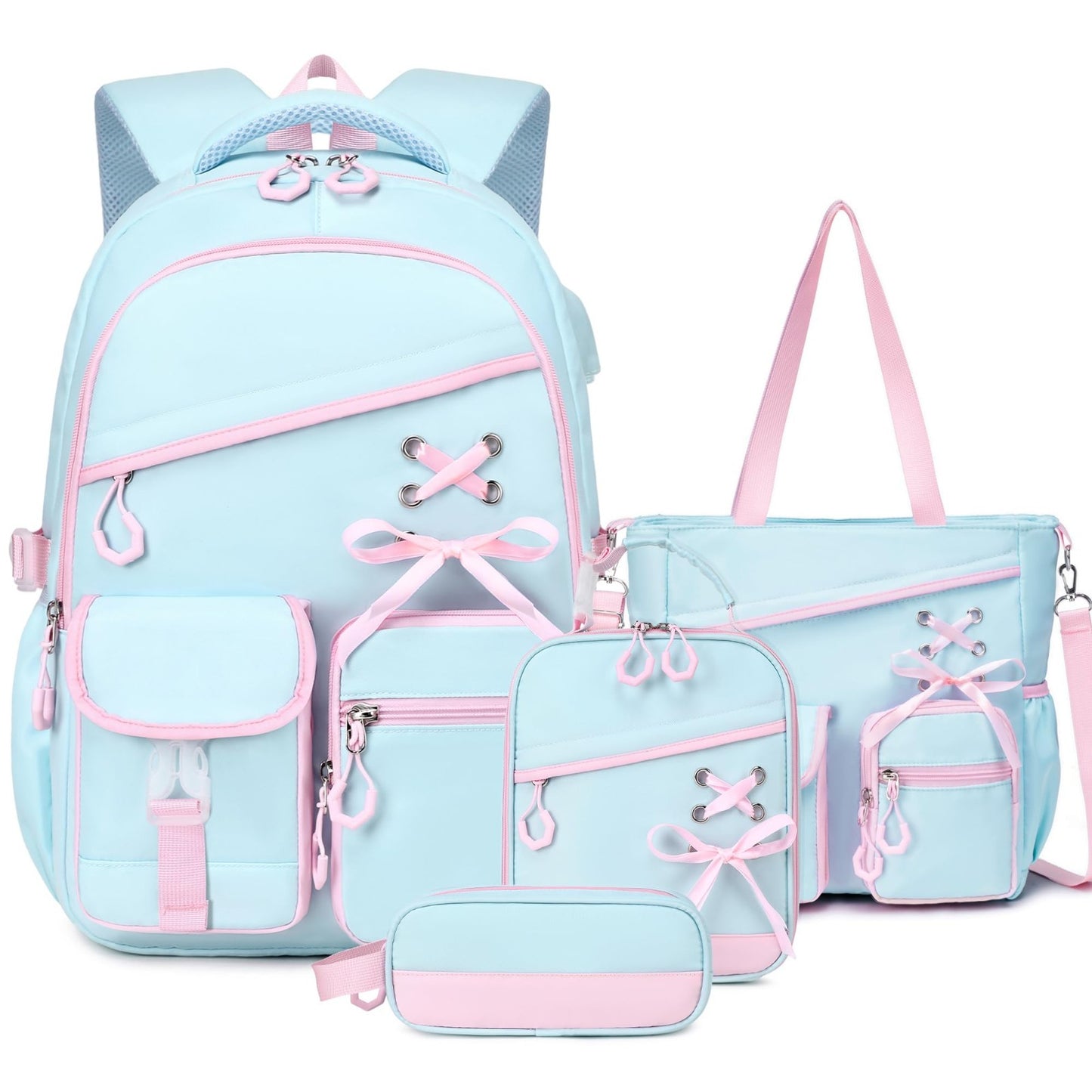4PCS Girls Backpacks Set   Tote Bag, Lunch Bag & Pencil Pouch   School Essential1