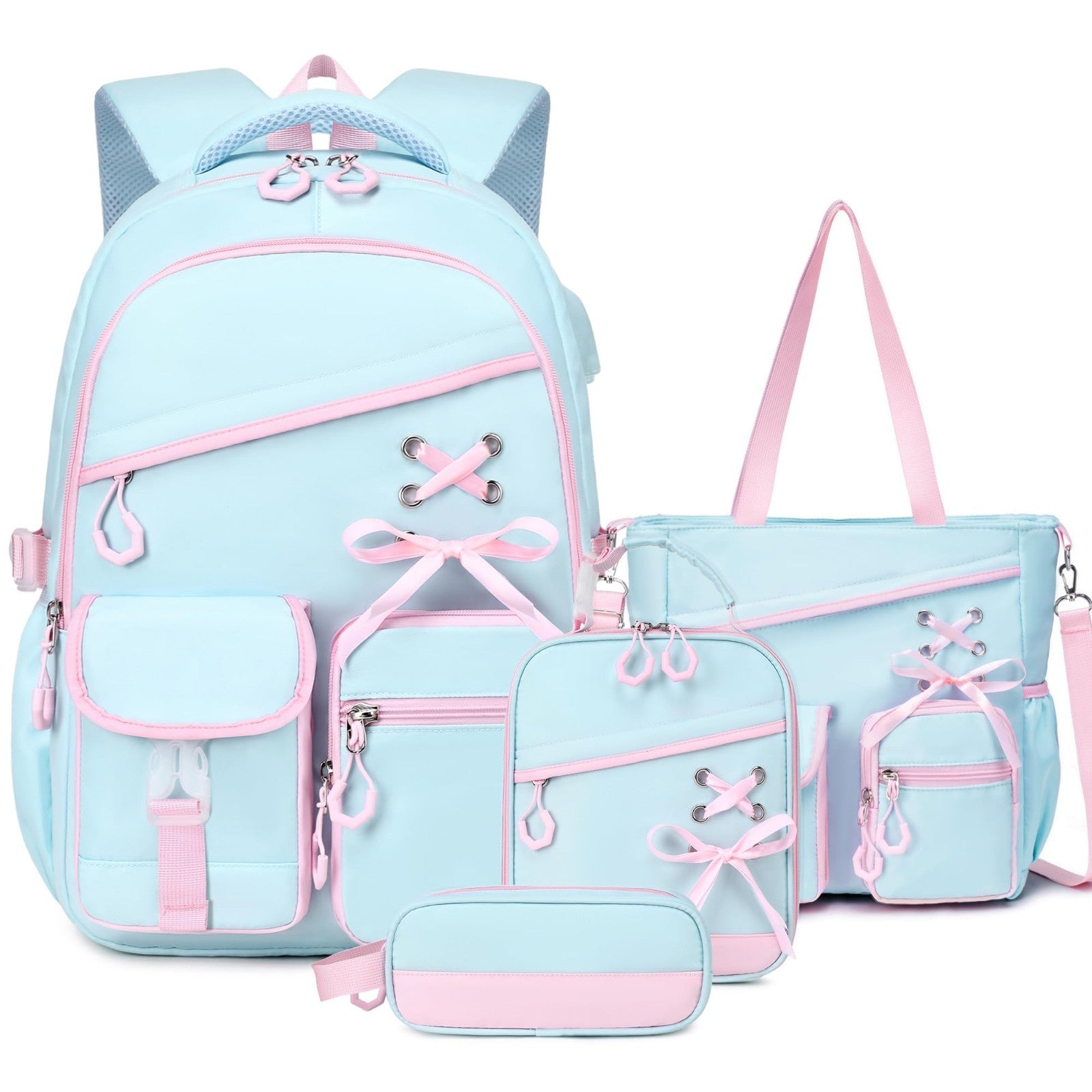 4PCS Girls Backpacks Set   Tote Bag, Lunch Bag & Pencil Pouch   School Essential1