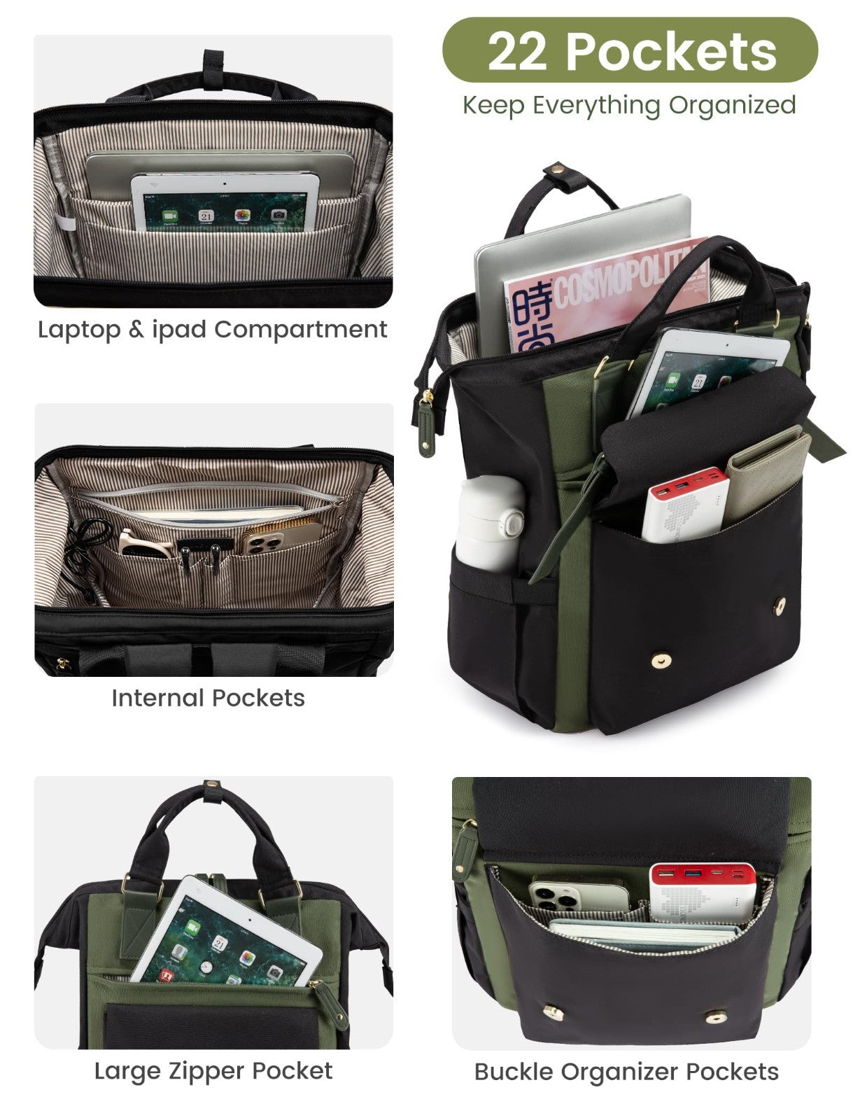 Stylish Laptop Backpack for Women   15.6" Work Travel Bag, Commuter Purse, Teach4