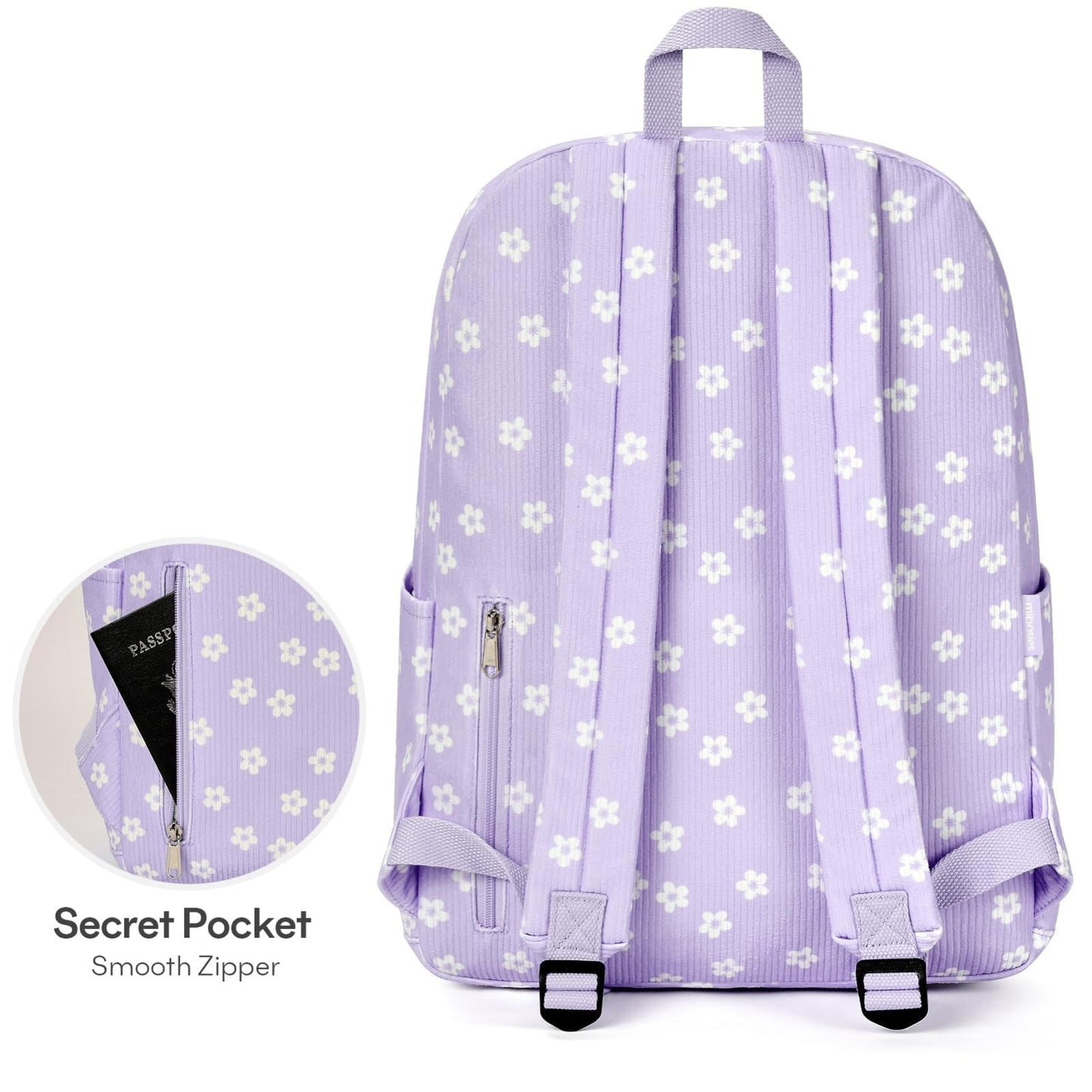 Stylish Preppy Corduroy Kids Backpack, Cute School Bookbag for Girls, Durable &5