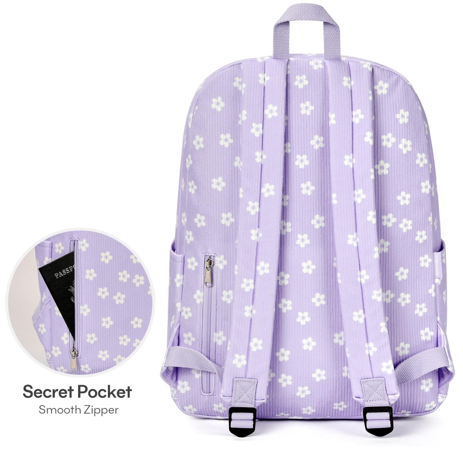 Stylish Preppy Corduroy Kids Backpack, Cute School Bookbag for Girls, Durable &5
