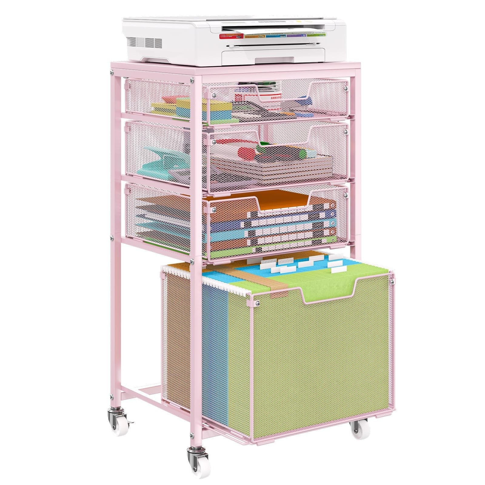4 Drawer Rolling File Cart   Mobile Under Desk Storage, Filing Cabinet on Wheels1