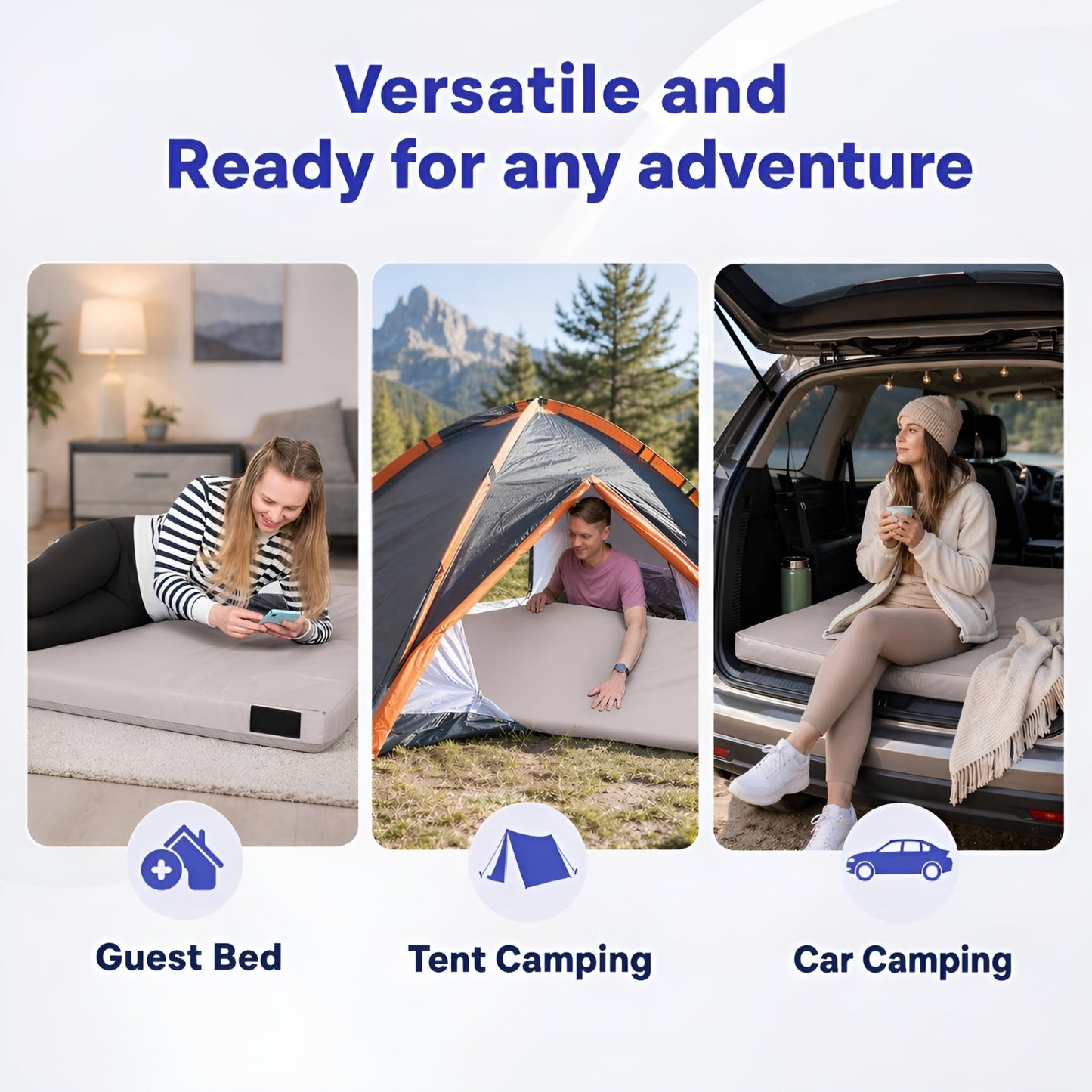 AirCell Memory Foam Camping Mattress Pad   Portable CertiPUR US Sleeping Mat for3